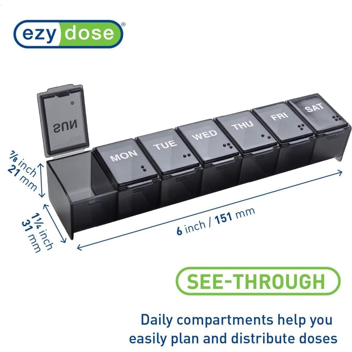 Ezy Dose Organizador de Pastillas Semanal Grande Negro