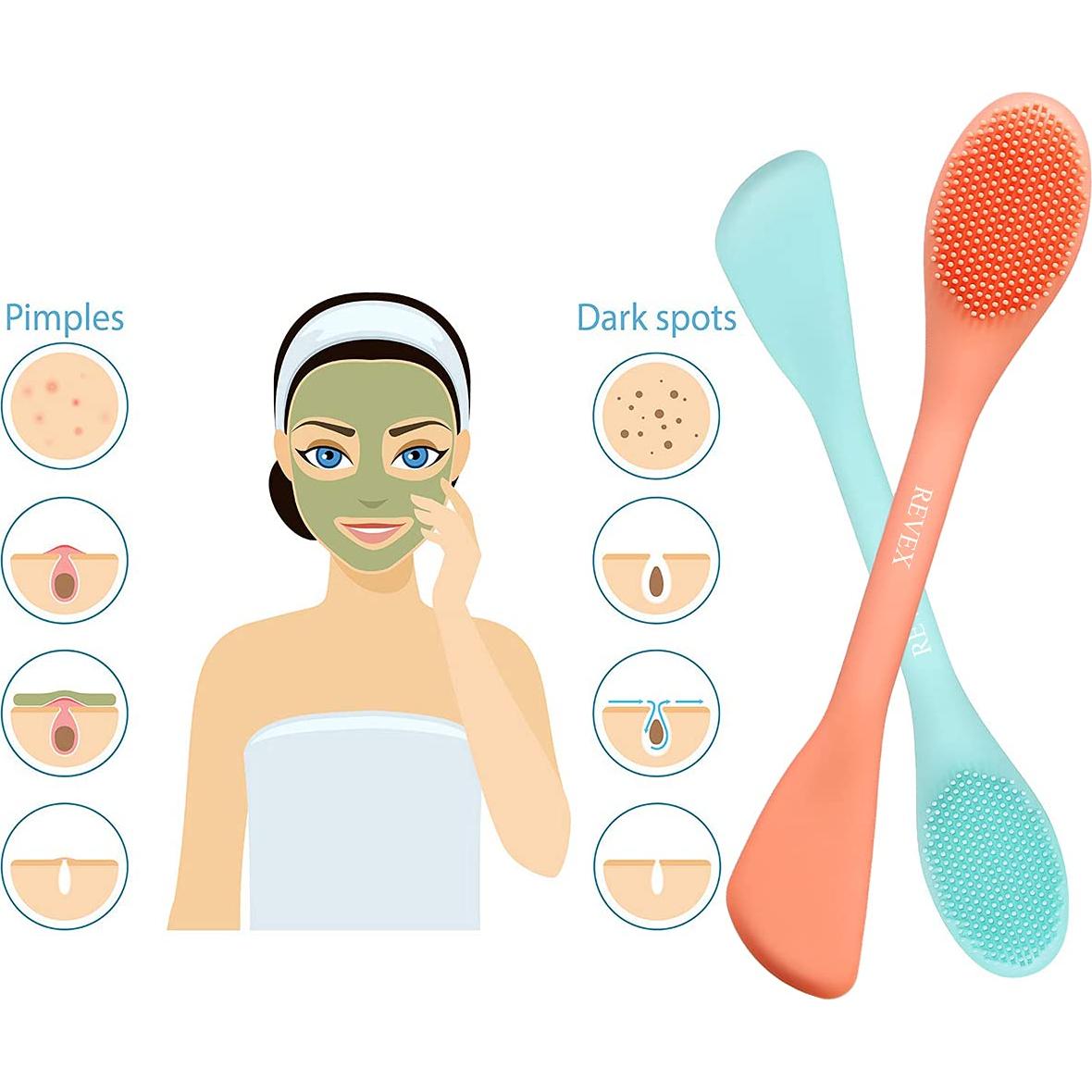 REVEX Cepillo Exfoliante Facial y Aplicador de Mascarilla 2 Pzs