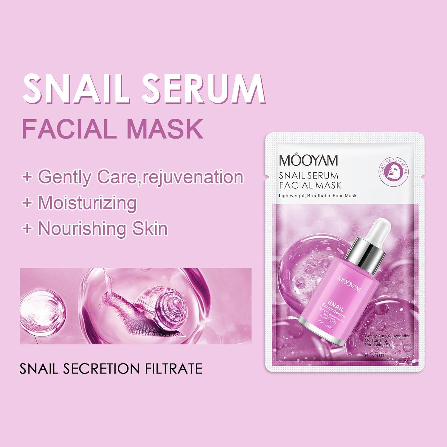 6 Mascarillas Faciales de Suero de Caracol GUOYAOLIFU Hidratantes