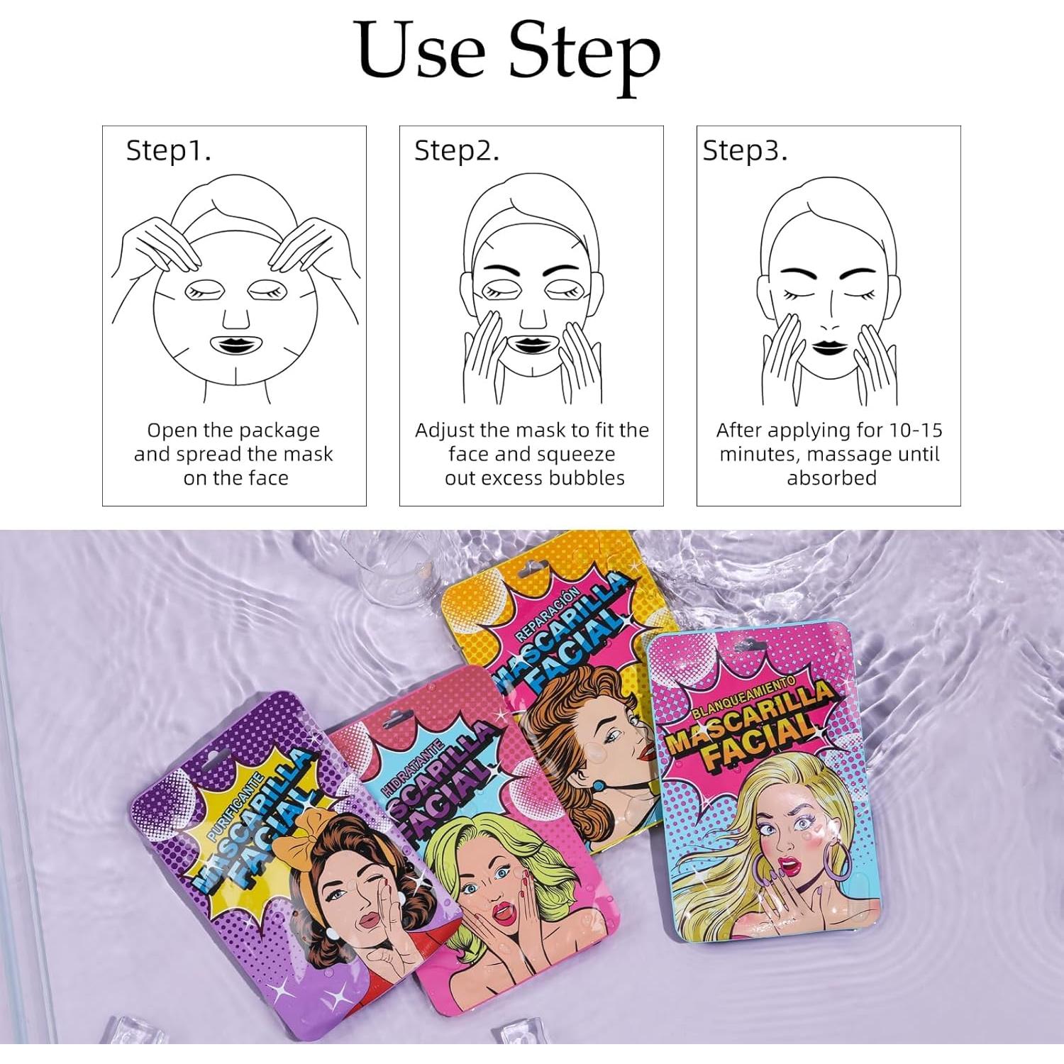 Paquete de 12 Mascarillas Faciales Hidratantes GUOYAOLIFU