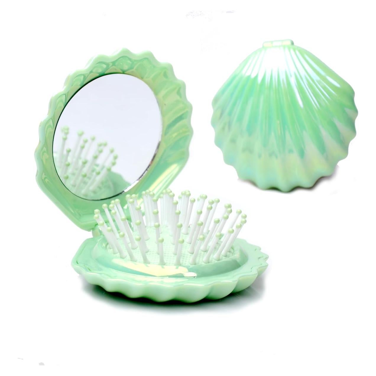 Cepillo de cabello plegable Maji Mama con espejo - Verde