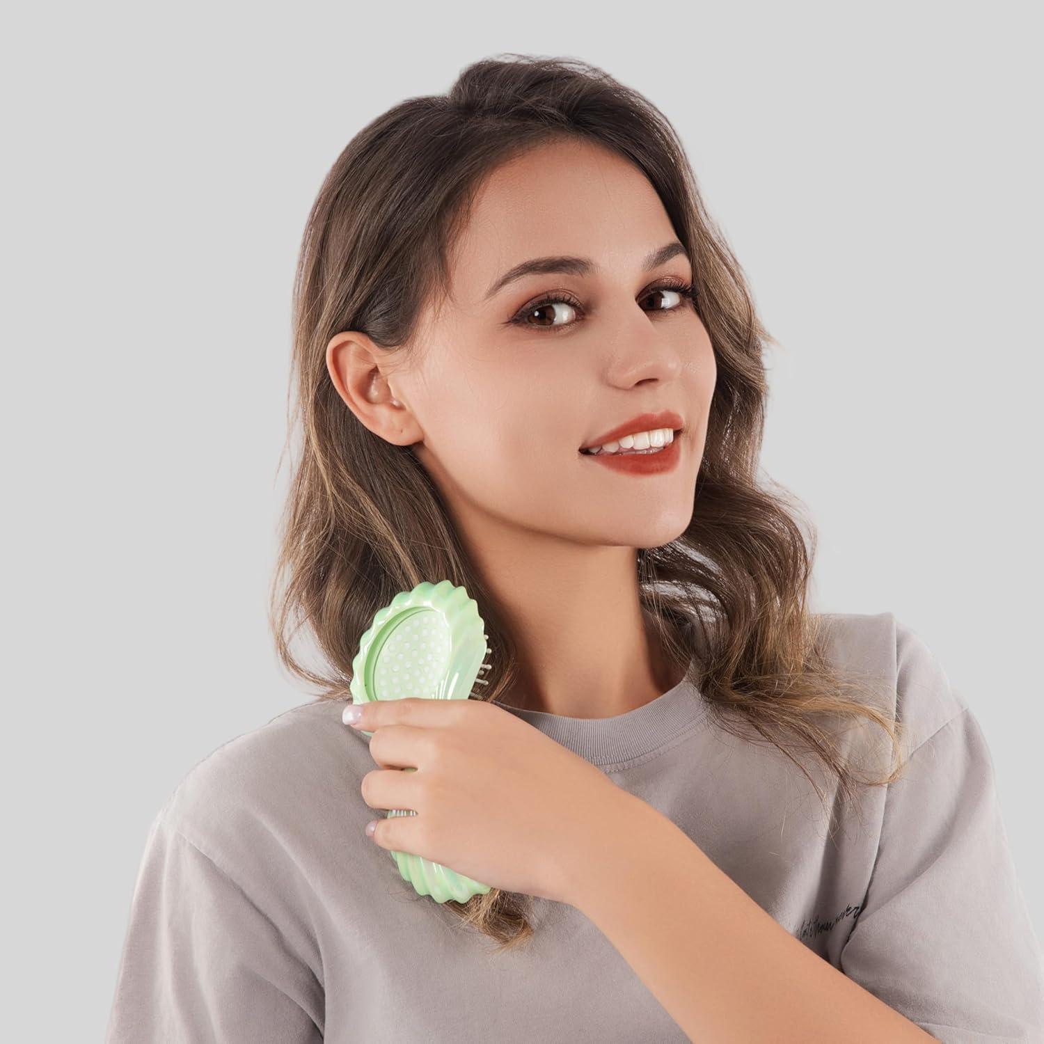 Cepillo de cabello plegable Maji Mama con espejo - Verde