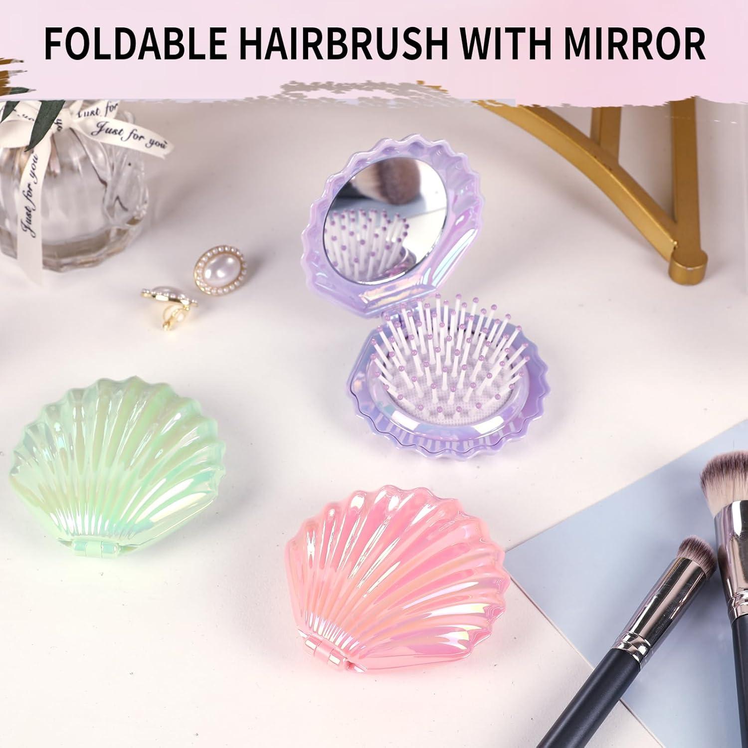 Cepillo de cabello plegable Maji Mama con espejo - Verde