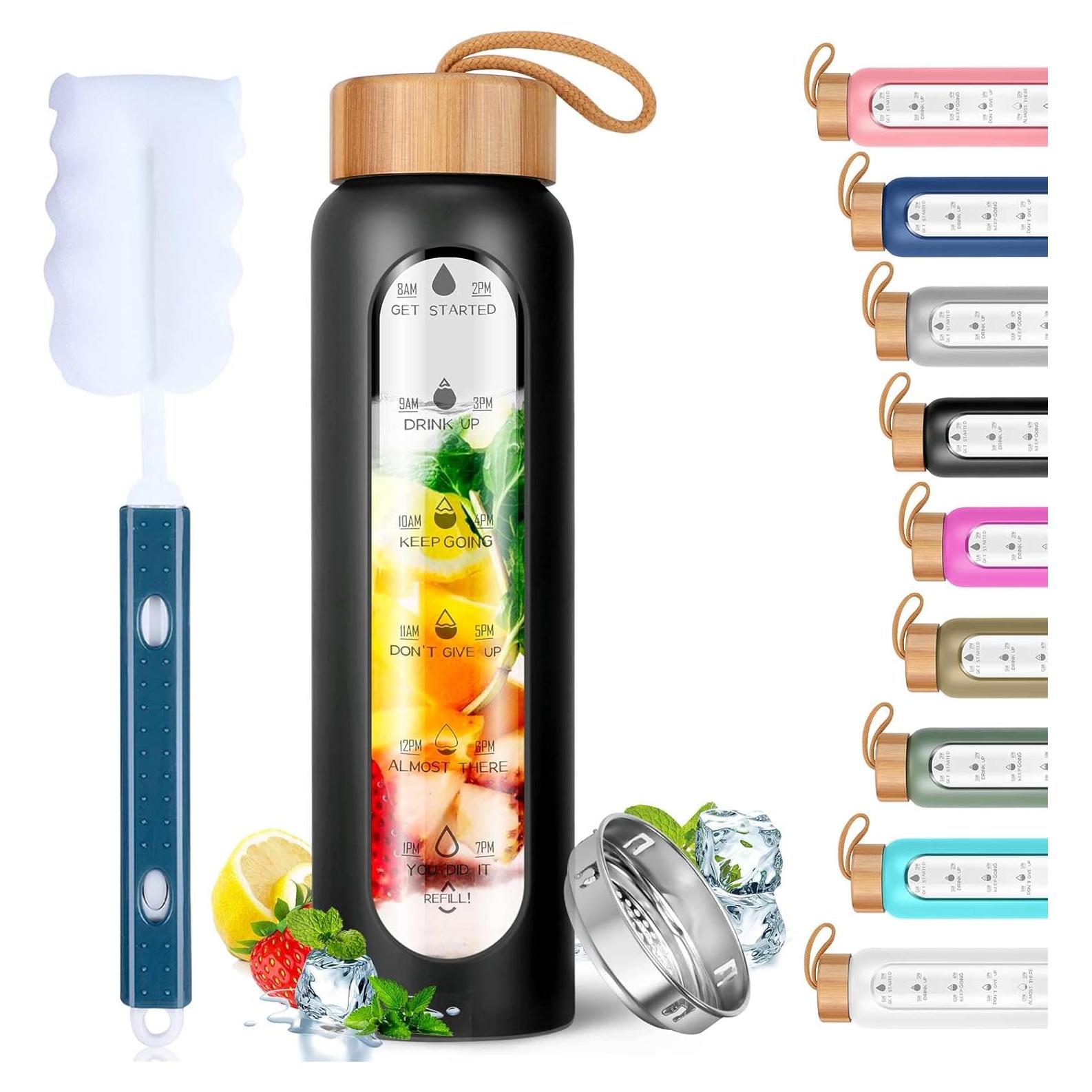 Botella de Agua de Vidrio Aqulea 720 ml con Infusor y Manga