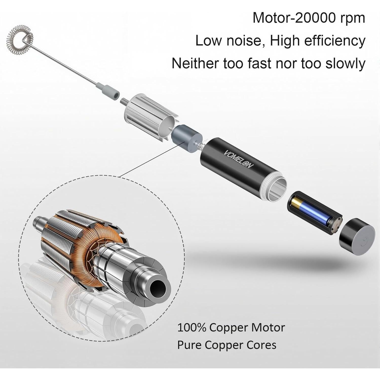 Espumador de Leche VOMELON Eléctrico con 2 Batidores Inoxidable