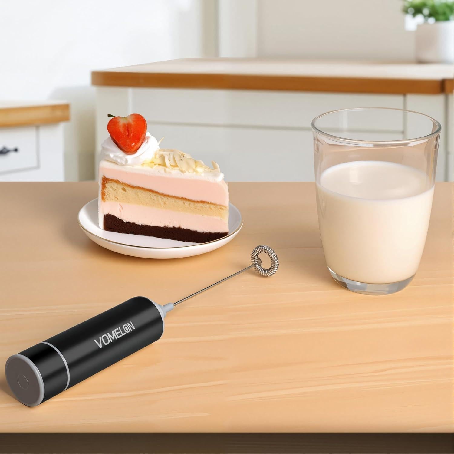 Espumador de Leche VOMELON Eléctrico con 2 Batidores Inoxidable