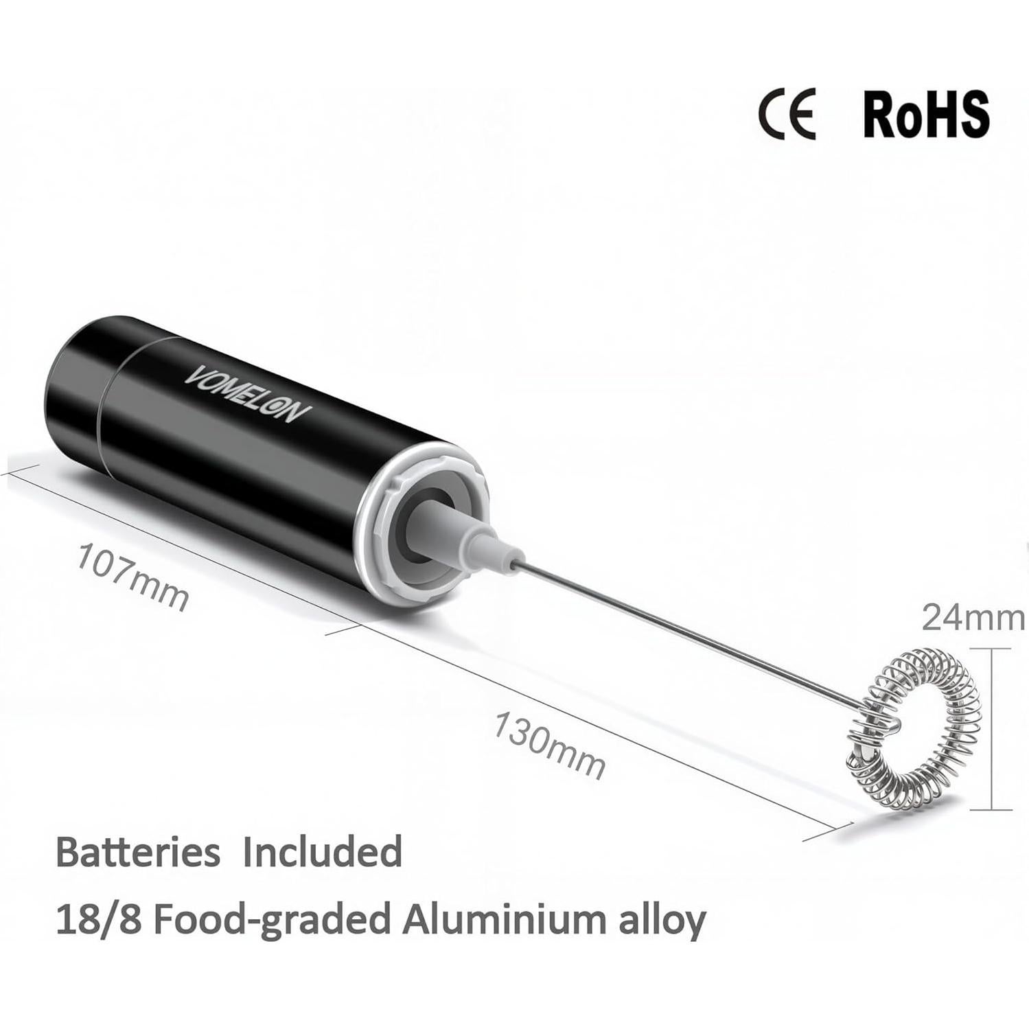 Espumador de Leche VOMELON Eléctrico con 2 Batidores Inoxidable
