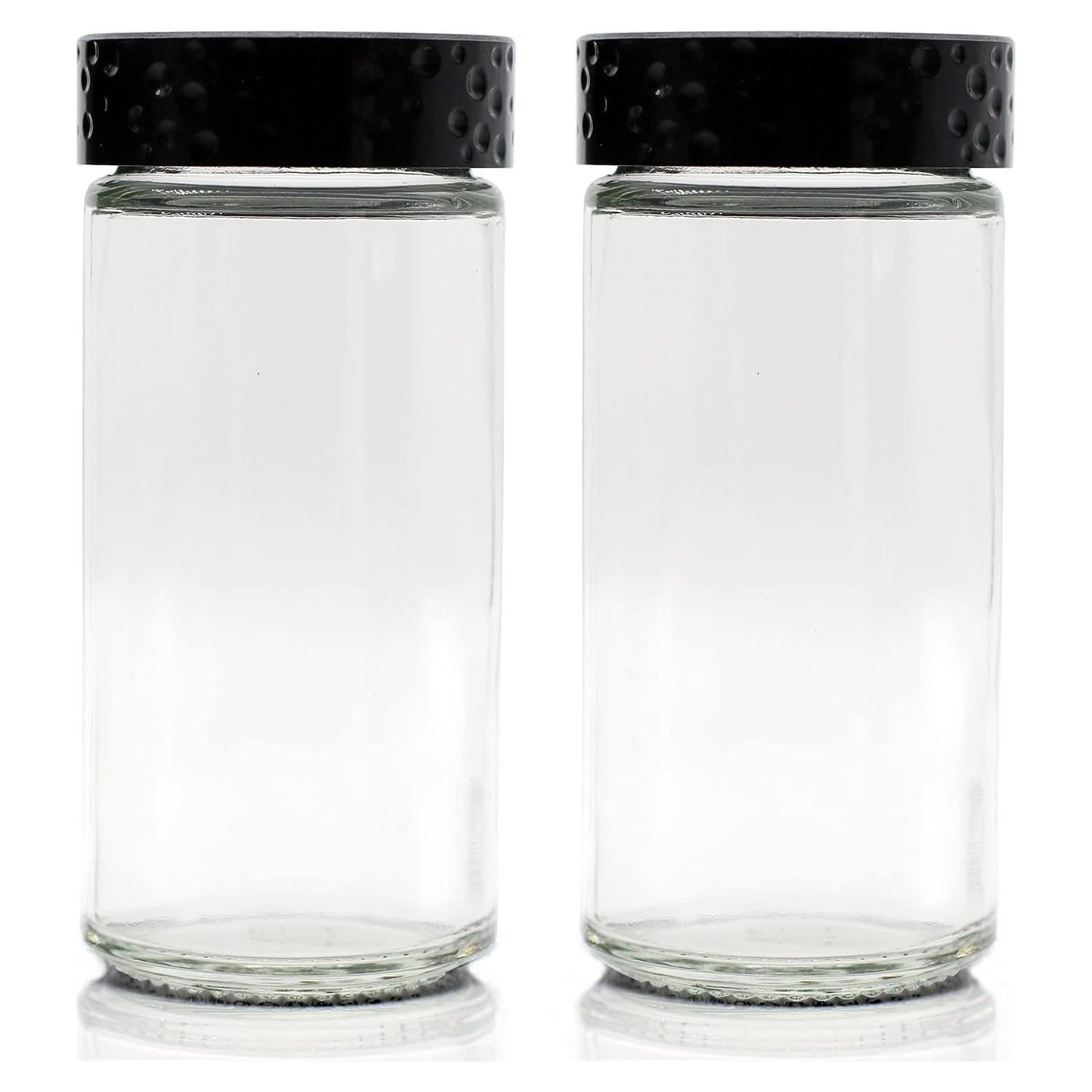 Tarros de Especias de Vidrio Tianifa 85ml con Tapas Negras - 2 Pcs