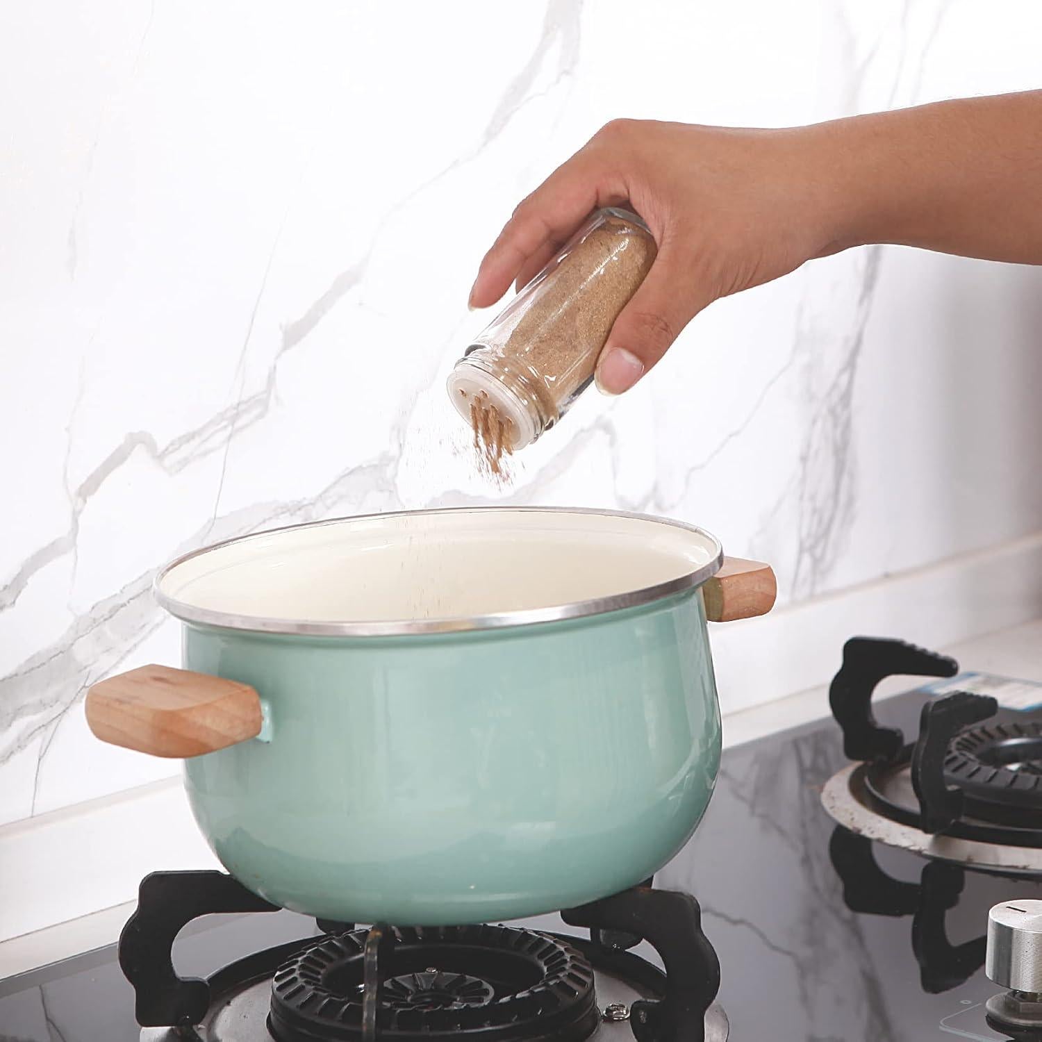 Tarros de Especias de Vidrio Tianifa 85ml con Tapas Negras - 2 Pcs