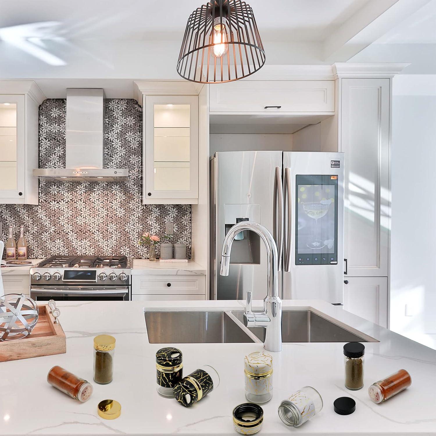 Tarros de Especias de Vidrio Tianifa 85ml con Tapas Negras - 2 Pcs