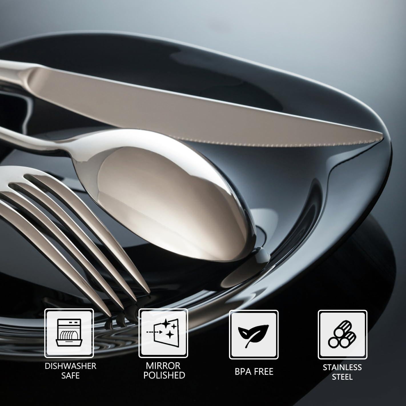 Juego de Cena SANTUO 12 Piezas Acero Inoxidable Apto Lavavajillas