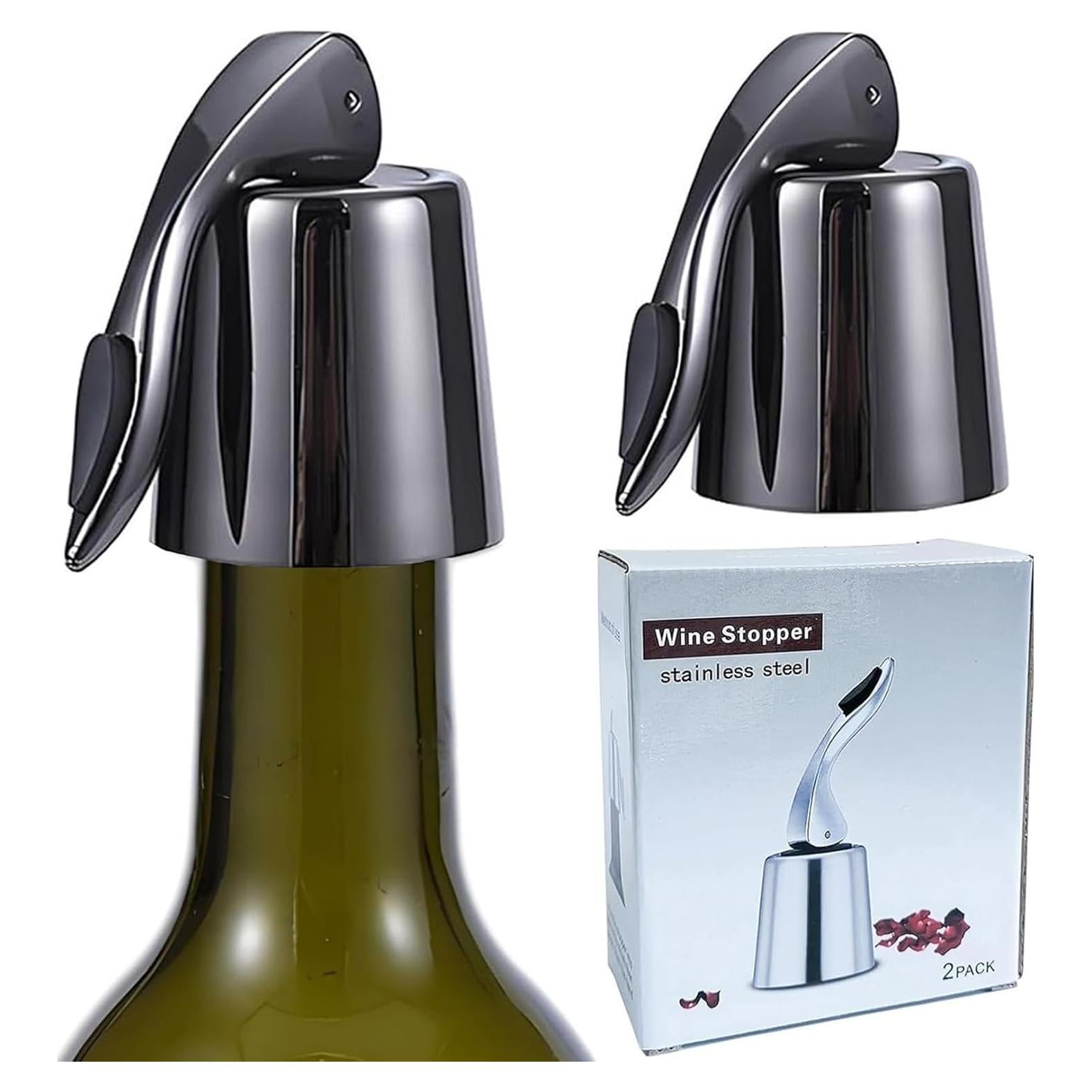 Juego de 2 Tapones de Vino Pafusen Acero Inoxidable Negro