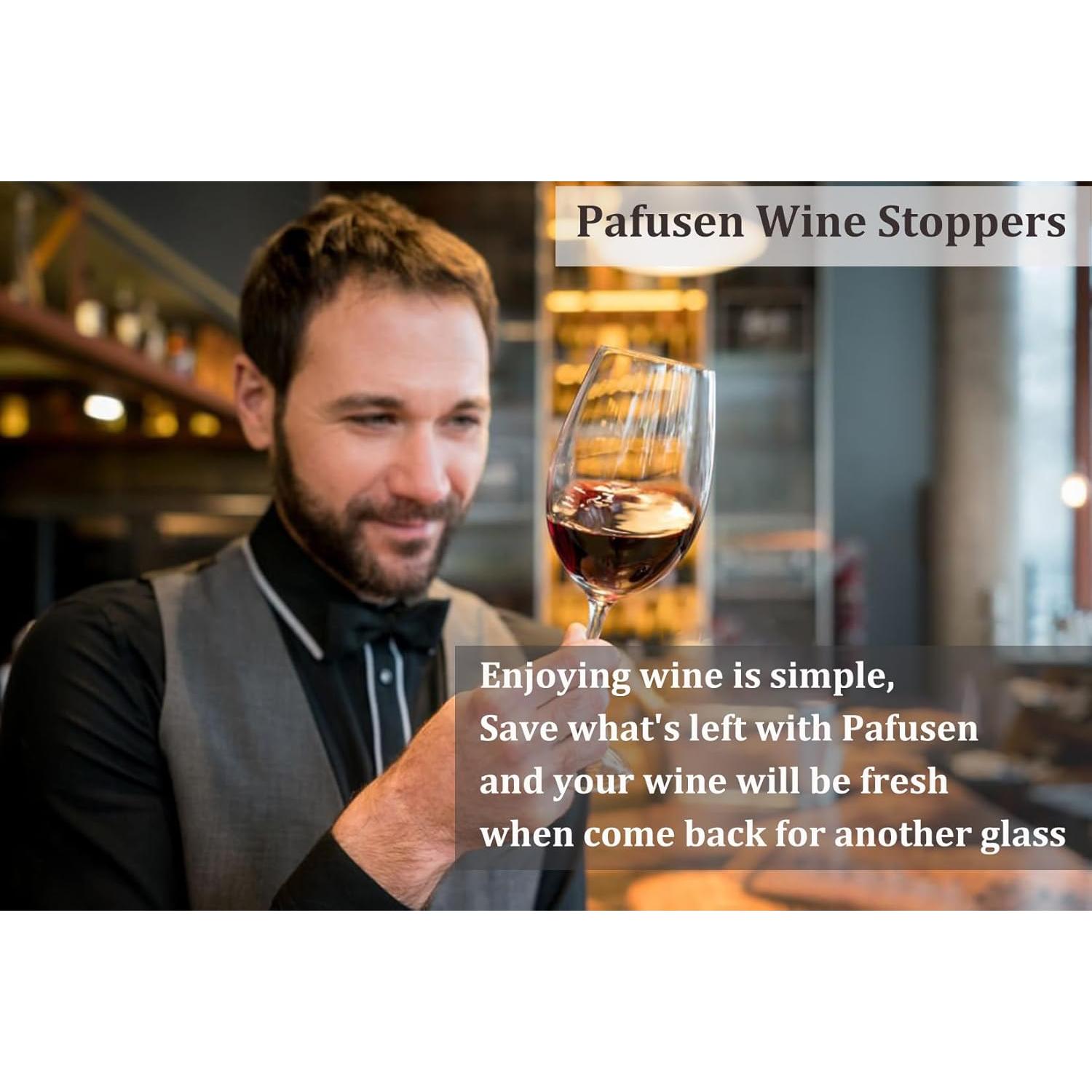 Juego de 2 Tapones de Vino Pafusen Acero Inoxidable Negro