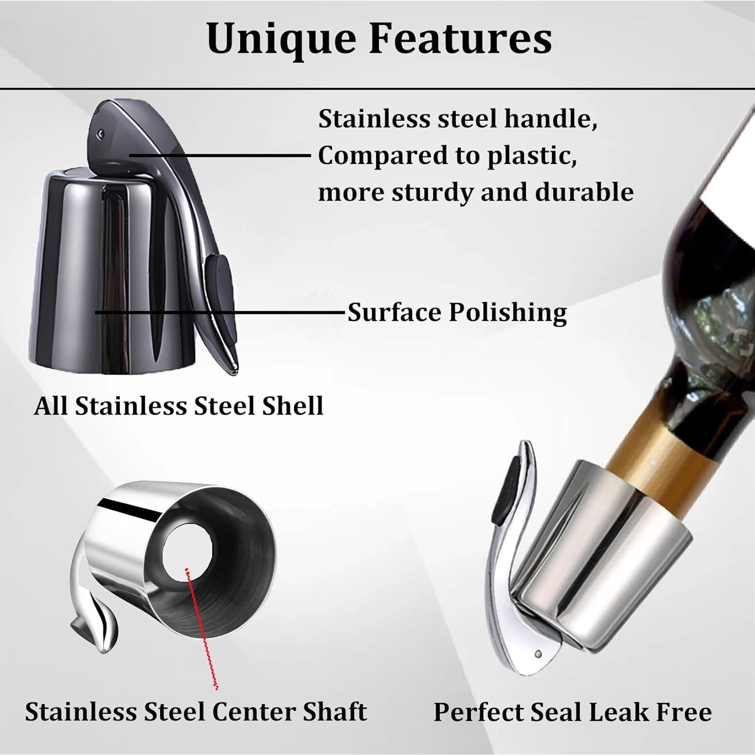 Juego de 2 Tapones de Vino Pafusen Acero Inoxidable Negro