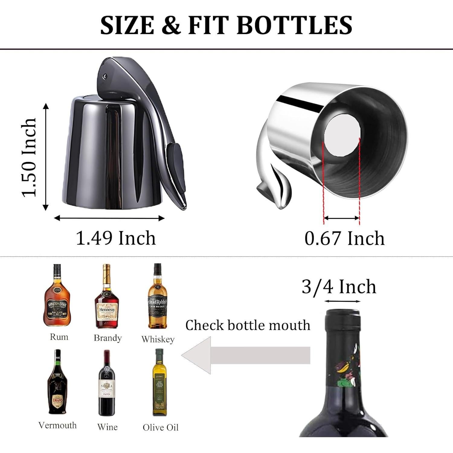 Juego de 2 Tapones de Vino Pafusen Acero Inoxidable Negro