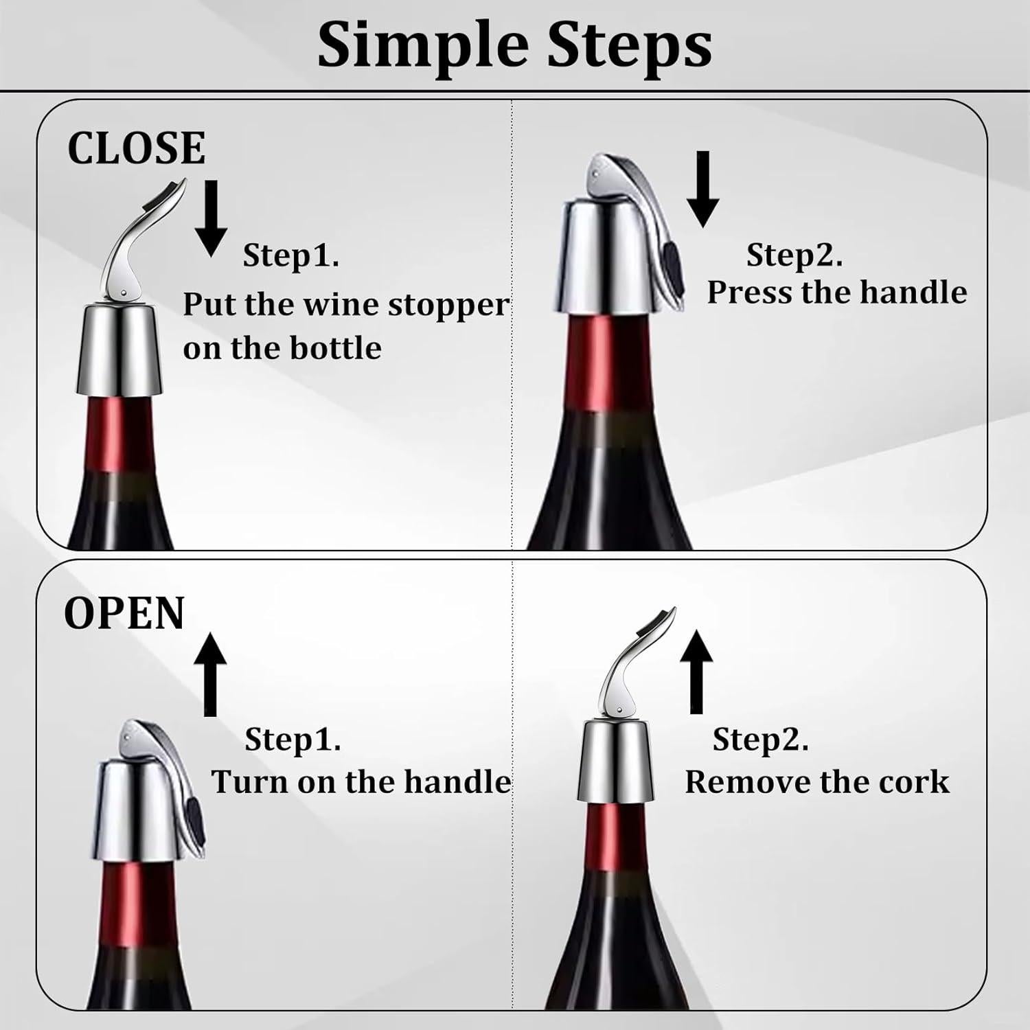 Juego de 2 Tapones de Vino Pafusen Acero Inoxidable Negro