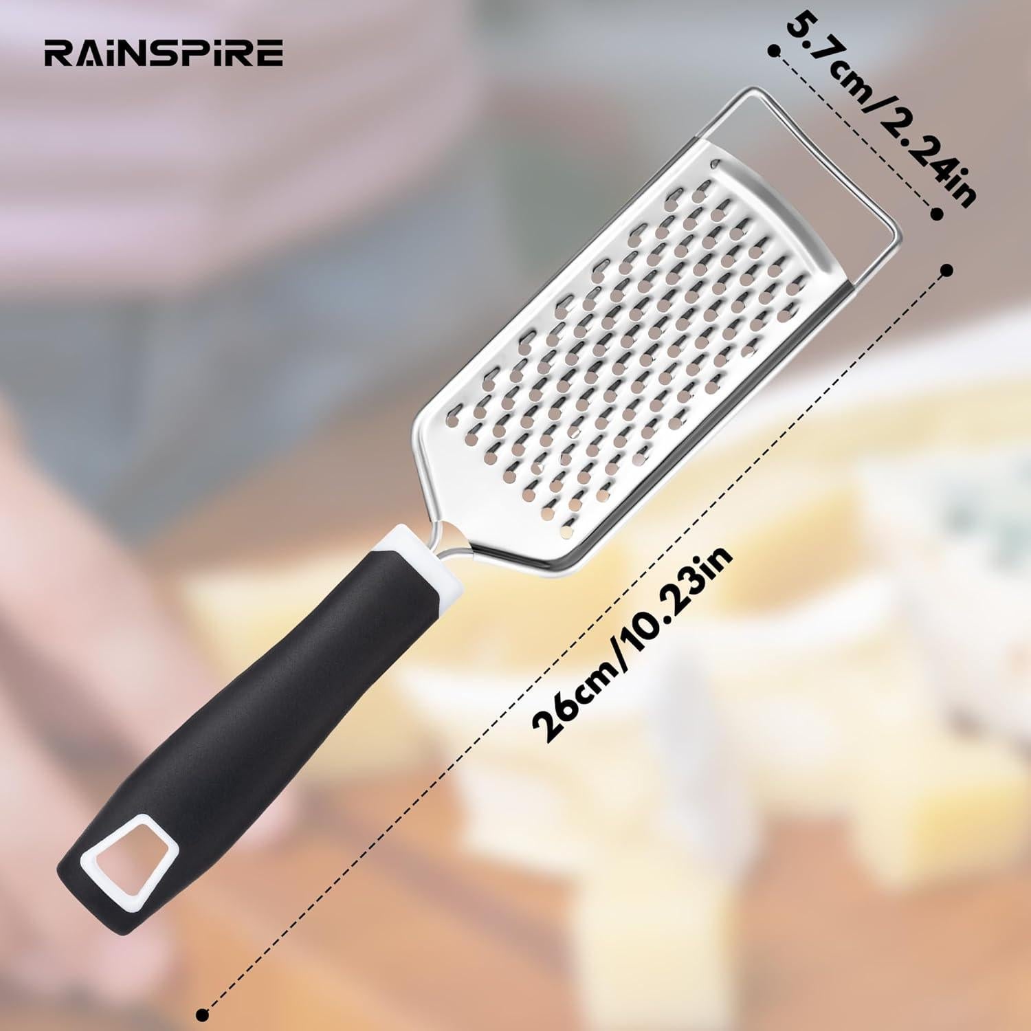 Rallador de Queso Rainspire de Acero Inoxidable Negro 25.9 cm