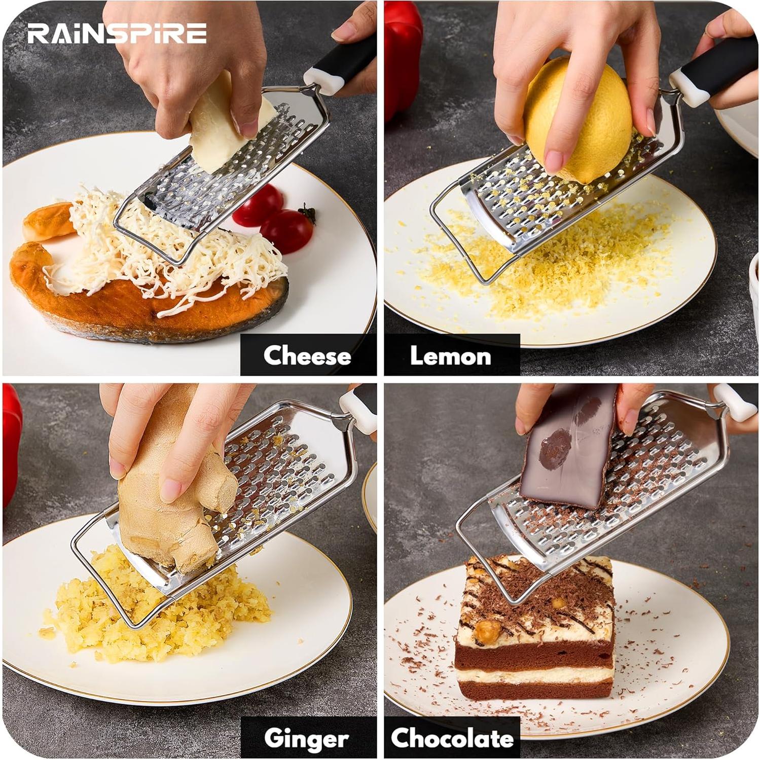 Rallador de Queso Rainspire de Acero Inoxidable Negro 25.9 cm