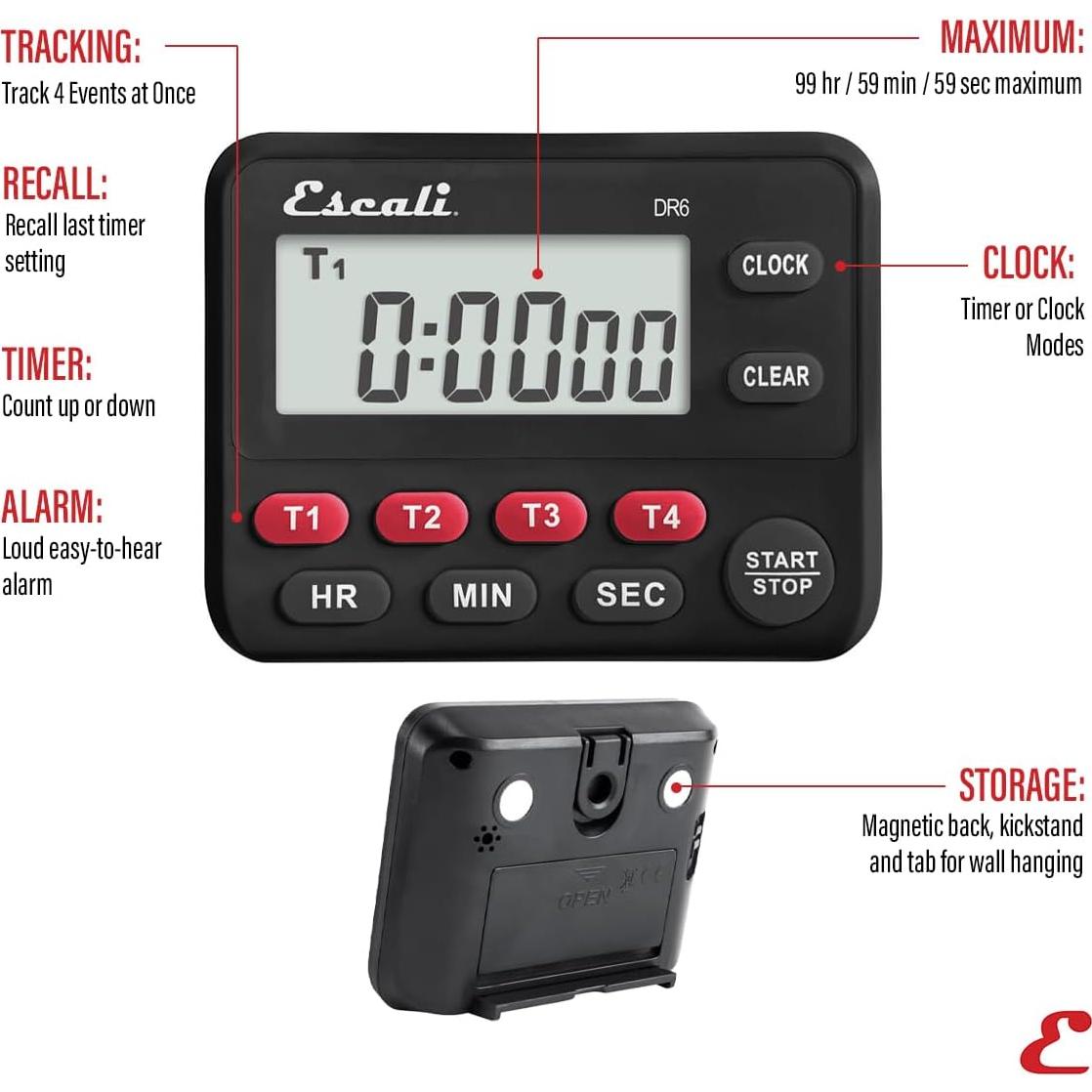 Temporizador Digital de Cocina Escali DR6 4 Eventos con Alarma