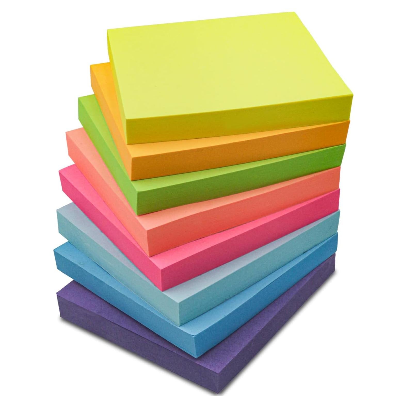 Notas Adhesivas 3x3 Realzeva - Paquete de 8 Colores Vibrantes