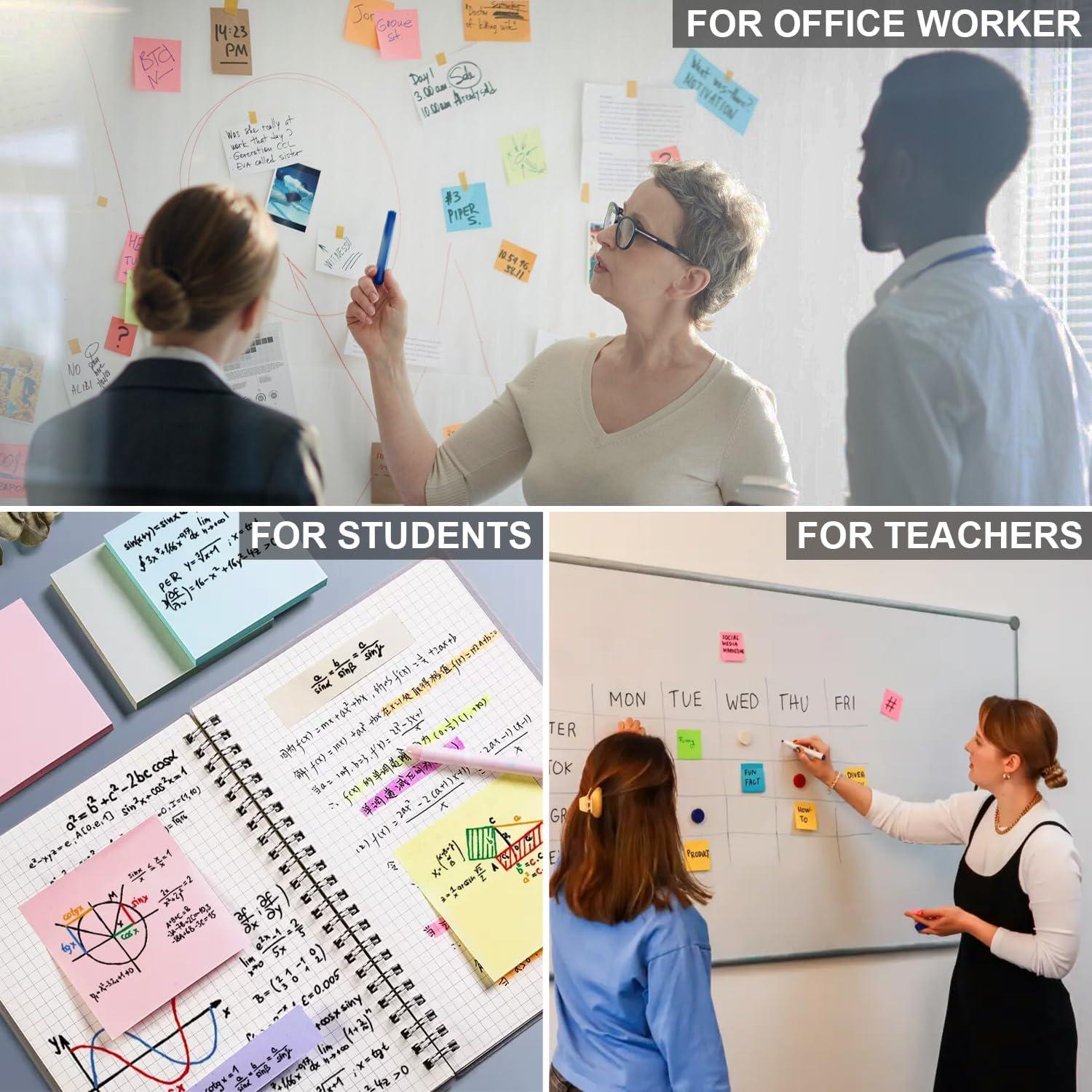 Notas Adhesivas 3x3 Realzeva - Paquete de 8 Colores Vibrantes