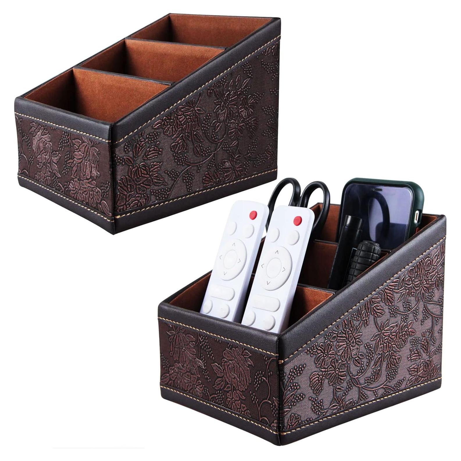 Soporte de Control Remoto Daixers 2 Paquetes Cuero Sintético Marrón