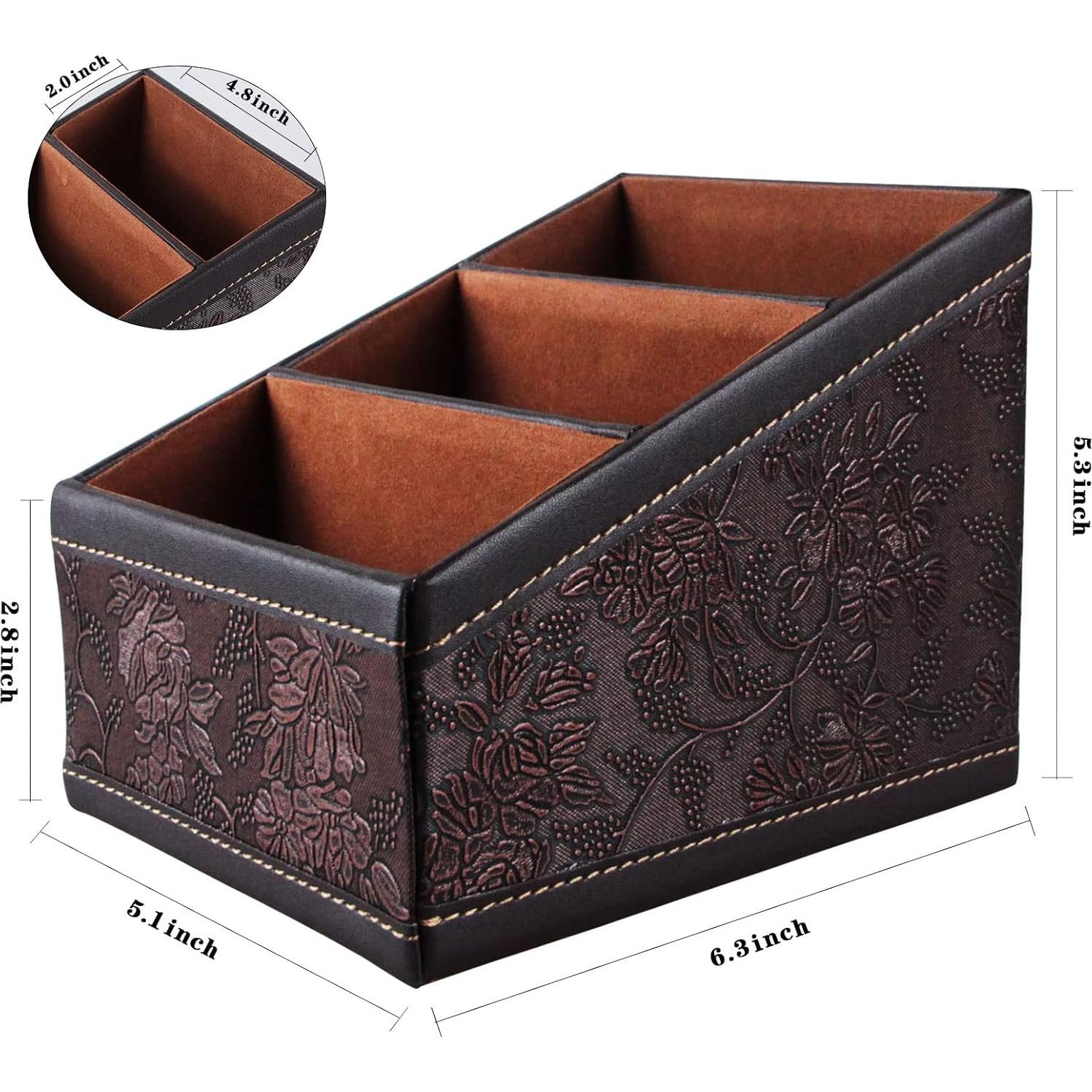 Soporte de Control Remoto Daixers 2 Paquetes Cuero Sintético Marrón