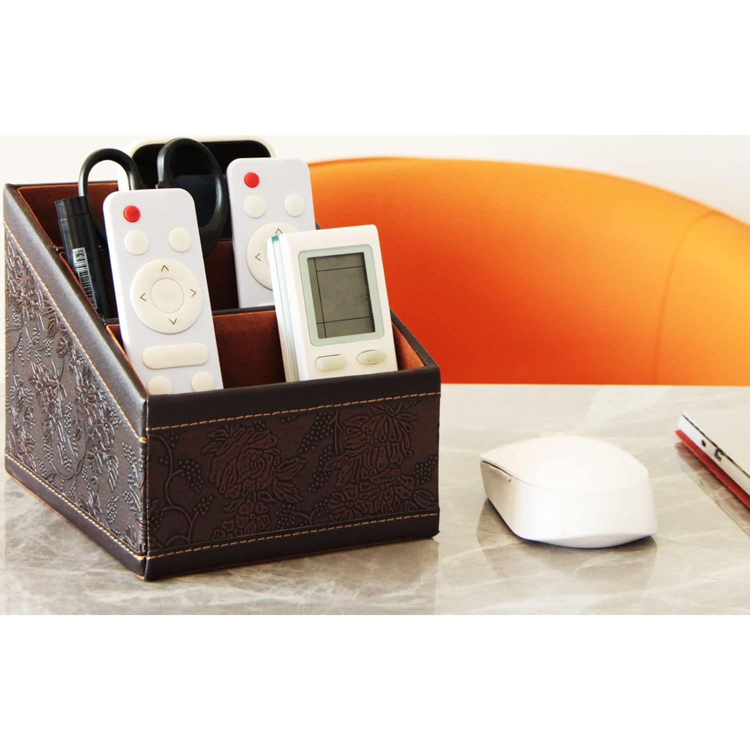 Soporte de Control Remoto Daixers 2 Paquetes Cuero Sintético Marrón