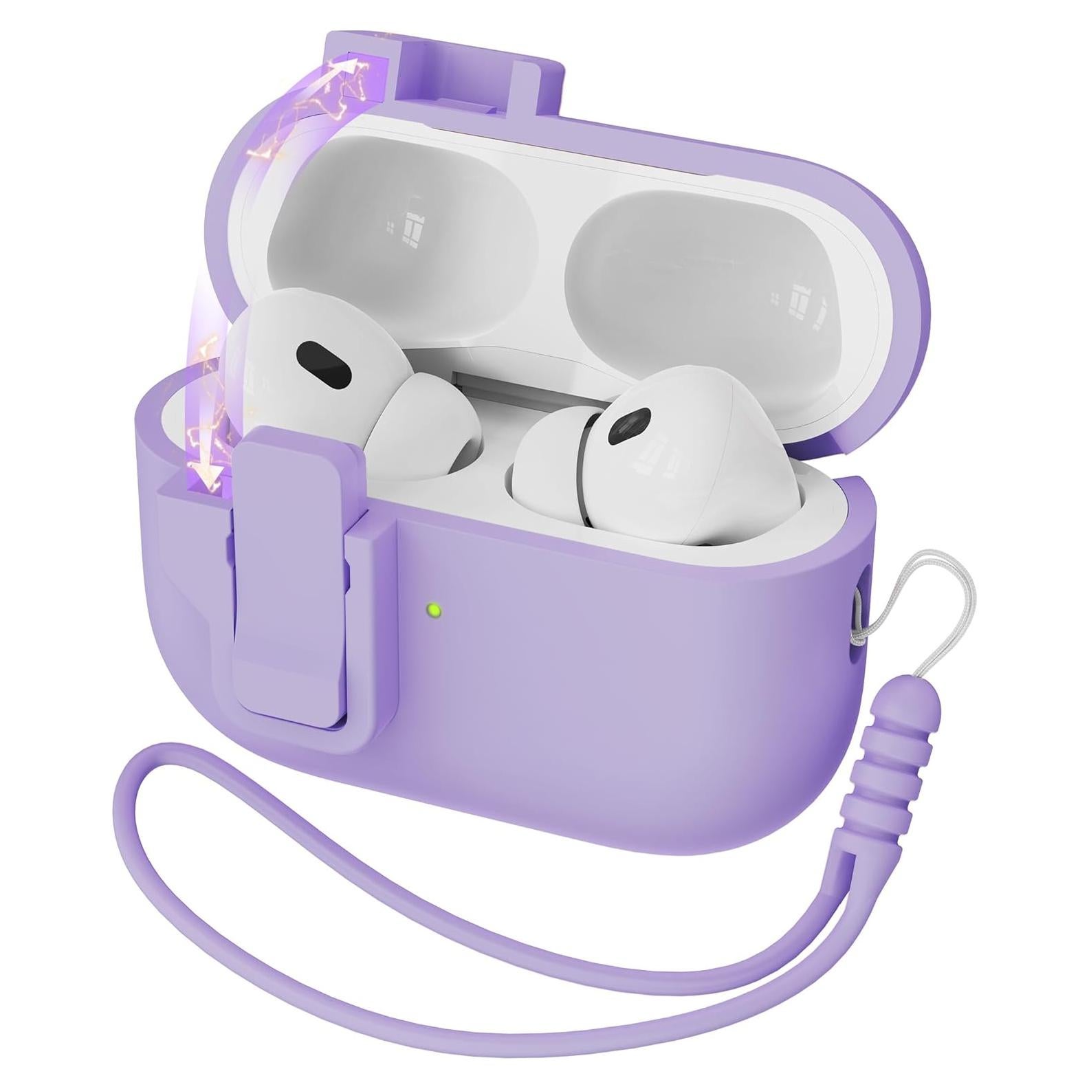 Funda Silicona AirPods Pro 2da Gen MHYALUDO Púrpura