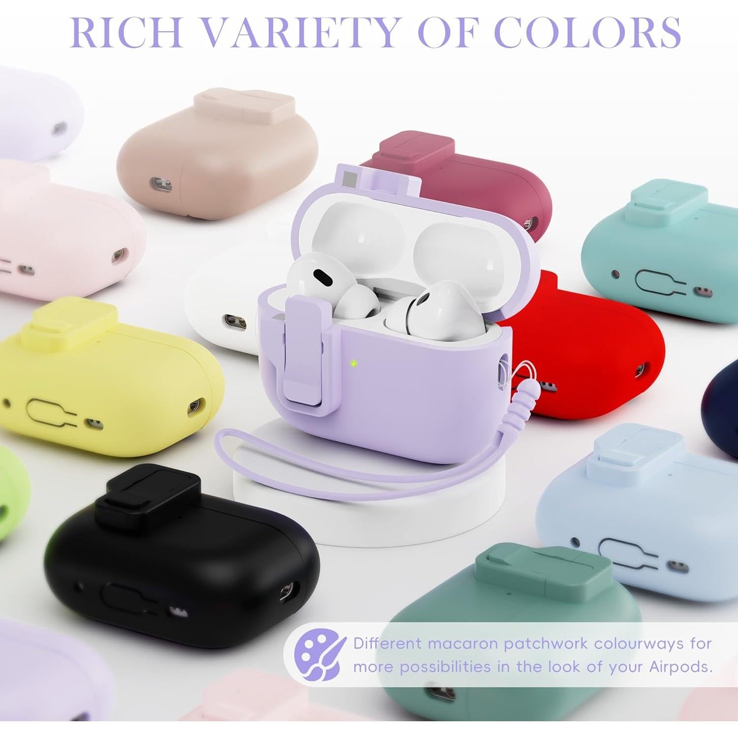 Funda Silicona AirPods Pro 2da Gen MHYALUDO Púrpura