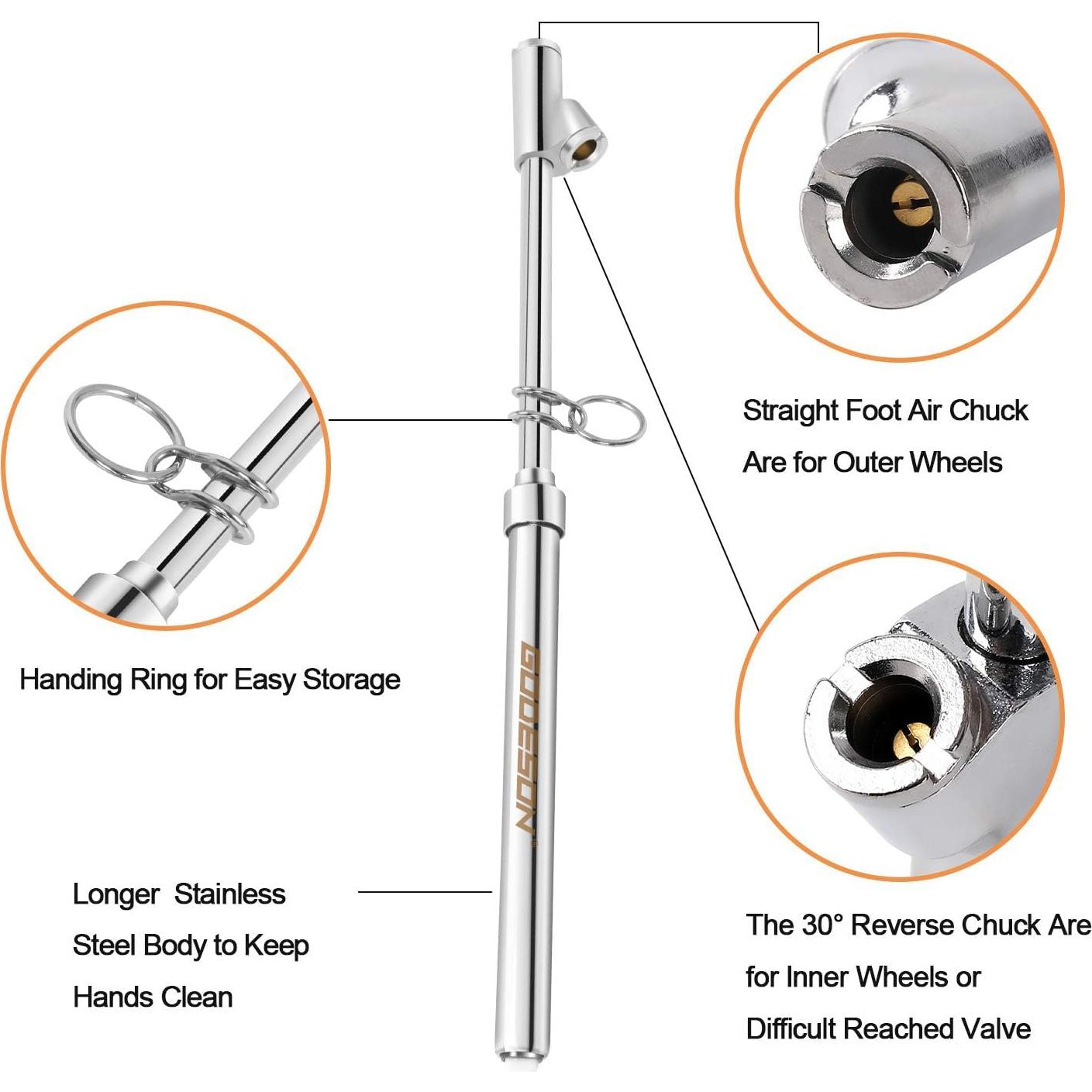 Medidor de Presión de Neumáticos GODESON Doble Cabeza 10-150 PSI
