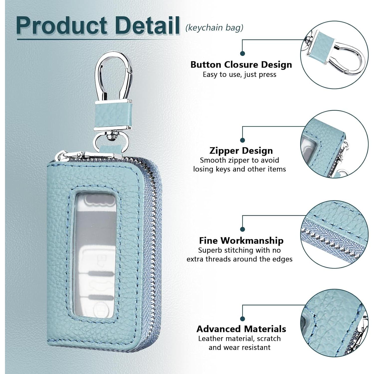 Funda para Llaves de Coche vvag de Cuero Premium Azul Cielo