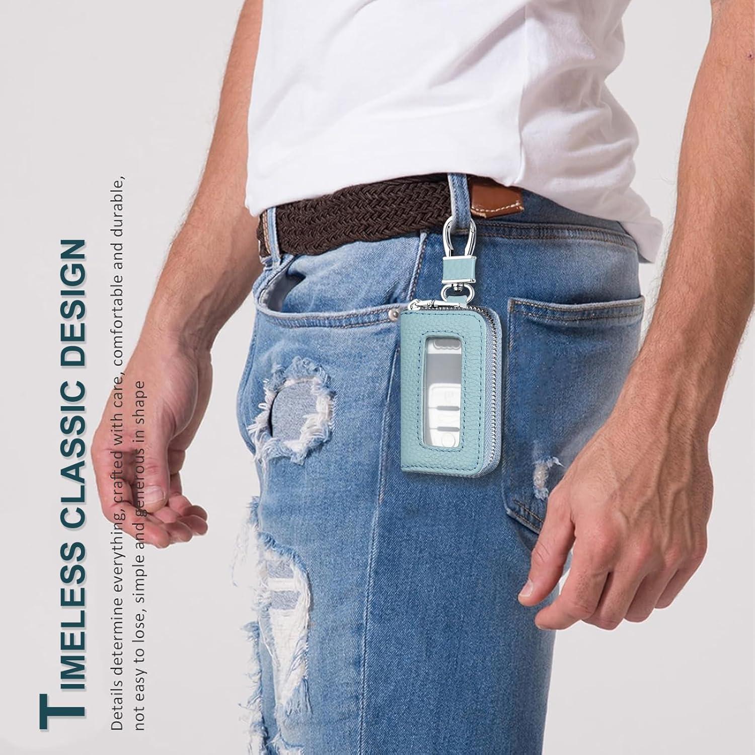 Funda para Llaves de Coche vvag de Cuero Premium Azul Cielo