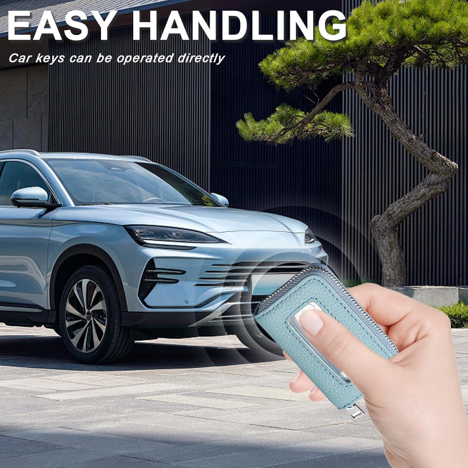 Funda para Llaves de Coche vvag de Cuero Premium Azul Cielo