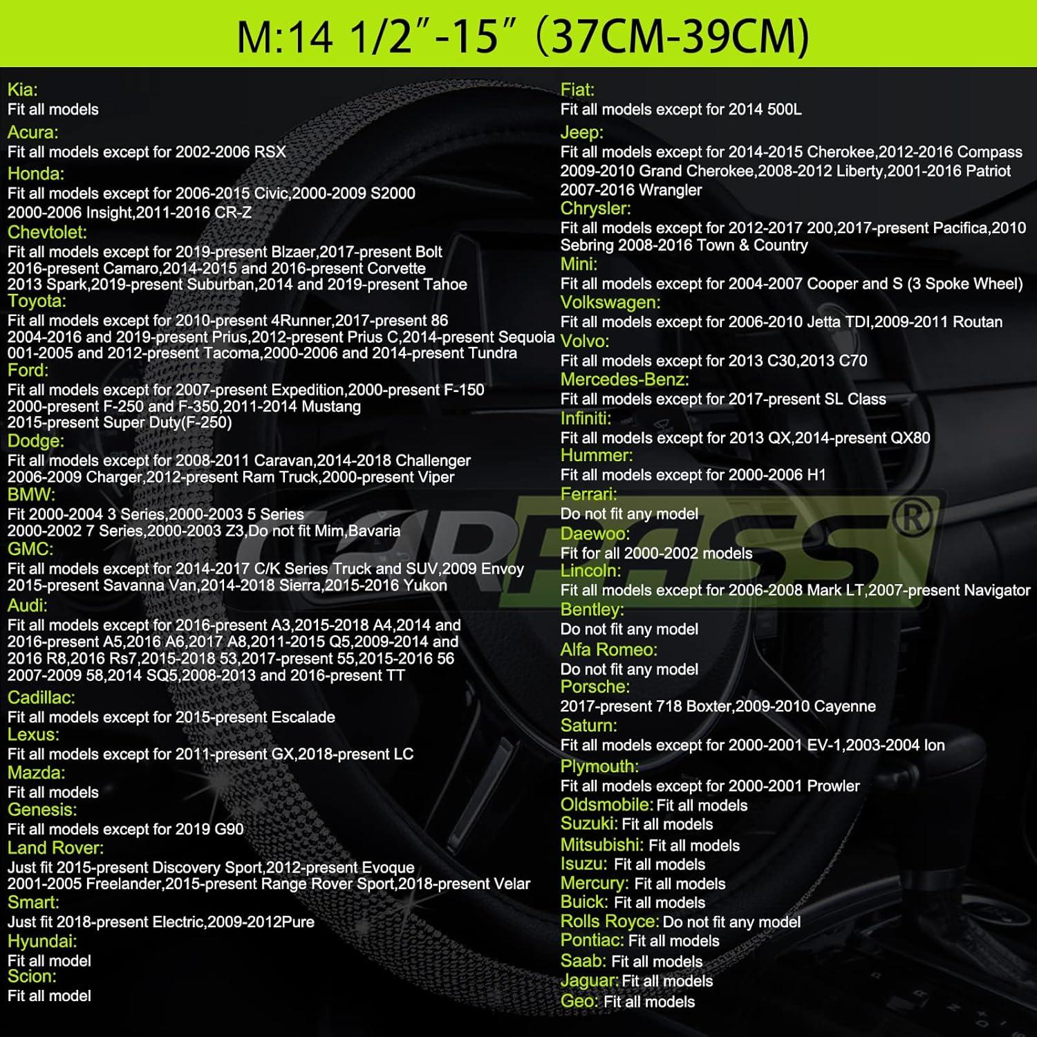 Cubierta de Volante de Cuero CAR PASS Negro y Rojo 37-38 cm