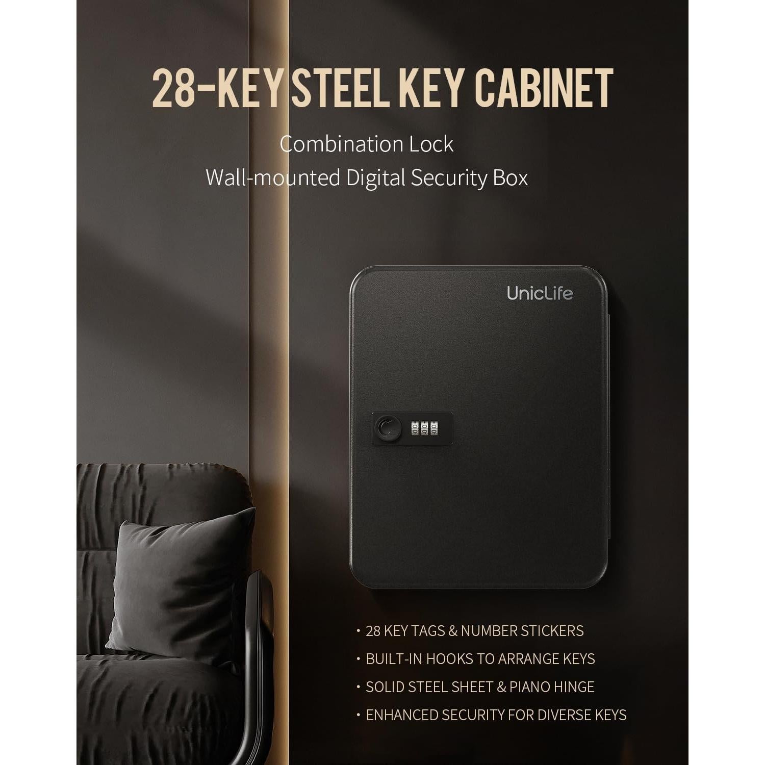 Gabinete de Llaves Uniclife 28 Posiciones con Cerradura Combinada