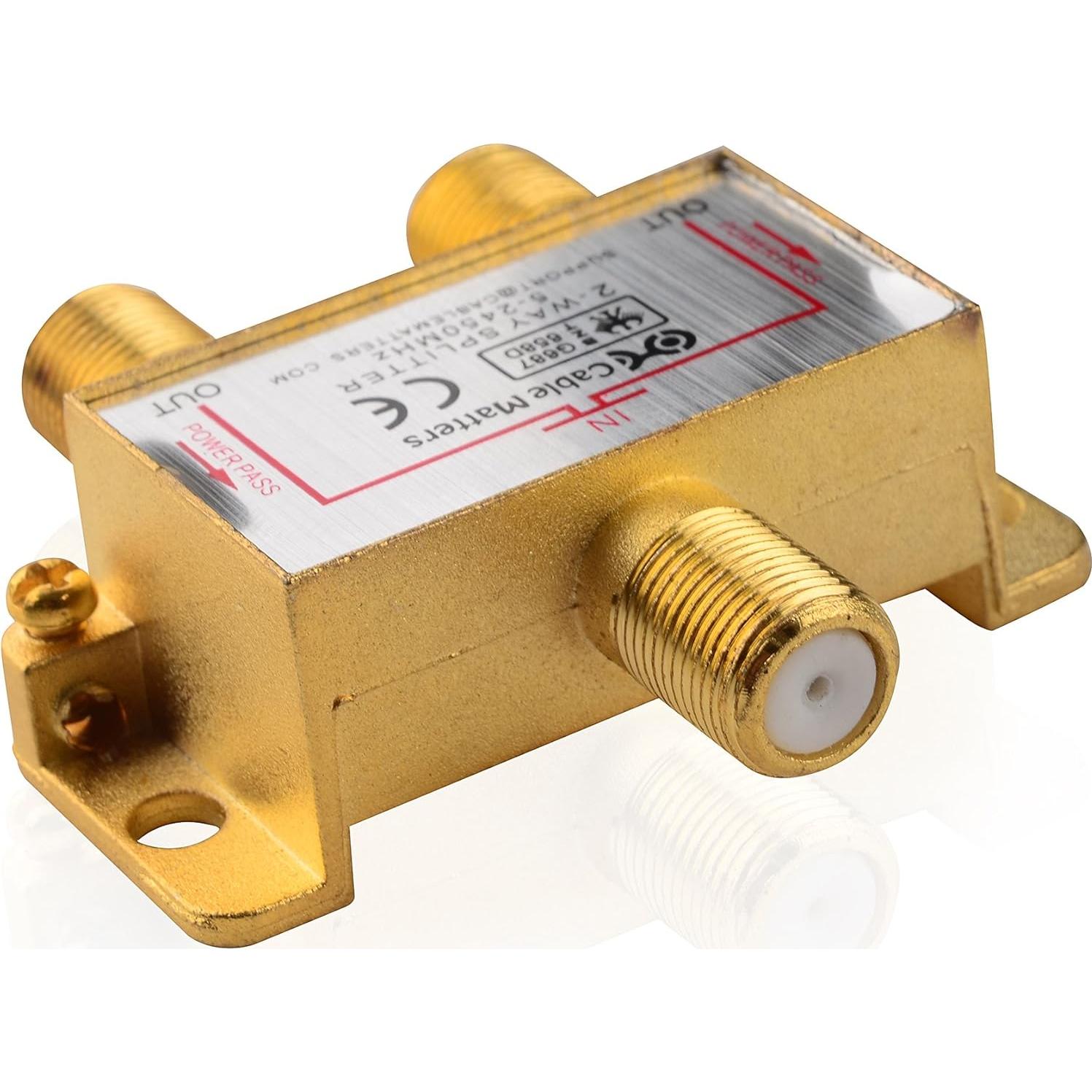 Divisor Coaxial 2 Vías Cable Matters - Chapado en Oro - Paquete de 2