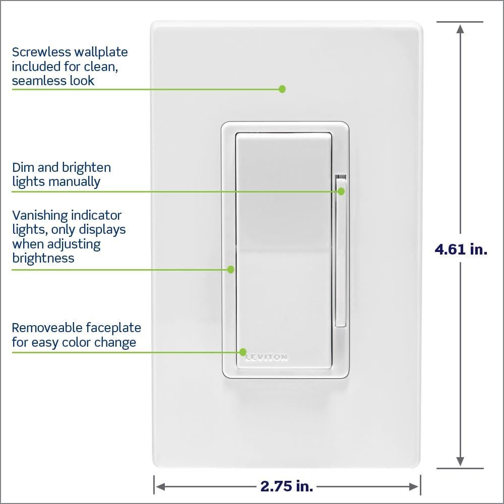 Interruptor Regulador Inteligente Leviton Decora 0-10V Wi-Fi