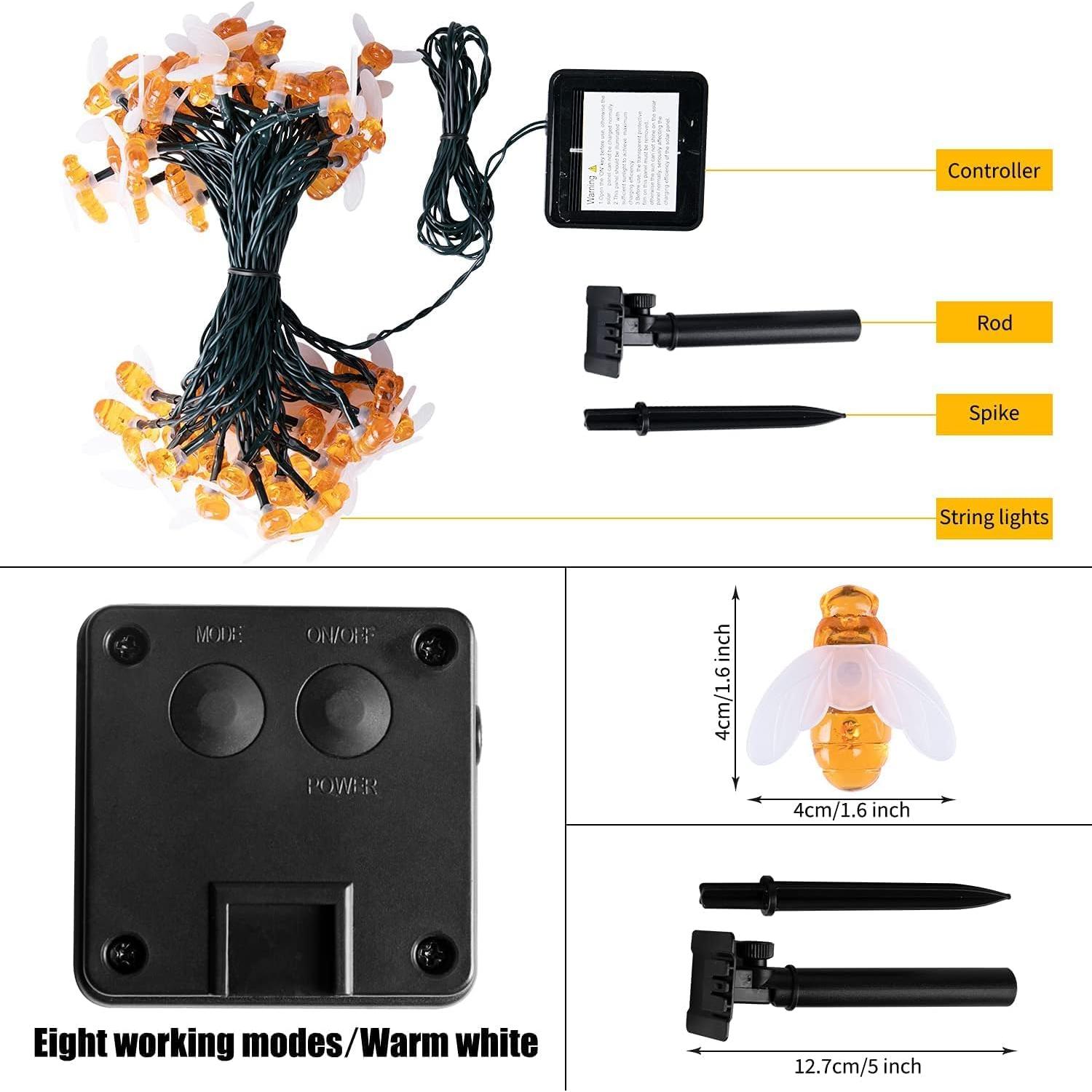 Luces de Cadena Solar Brightown 9.4m 50 LED Abeja Decorativa