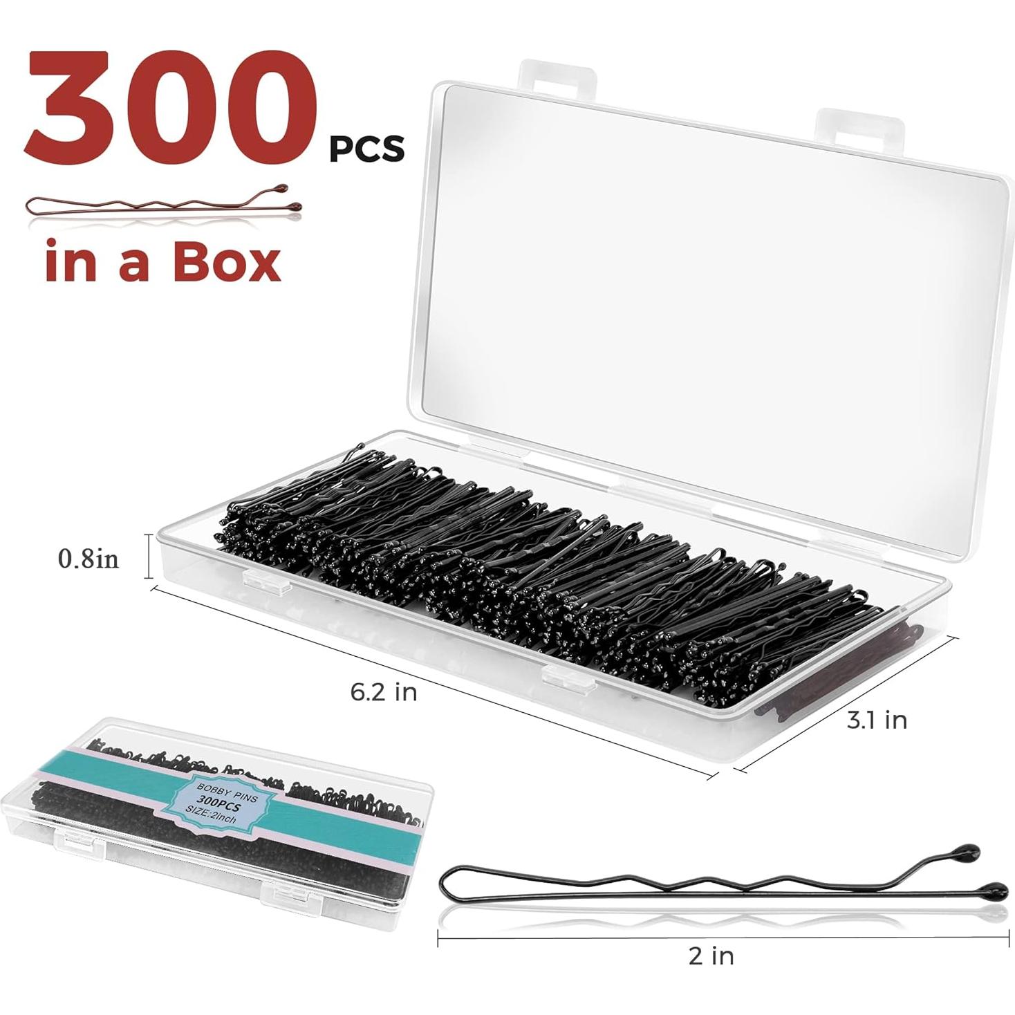 300 Pasadores Negros EWAGOA con Caja de Almacenamiento 5.08 cm