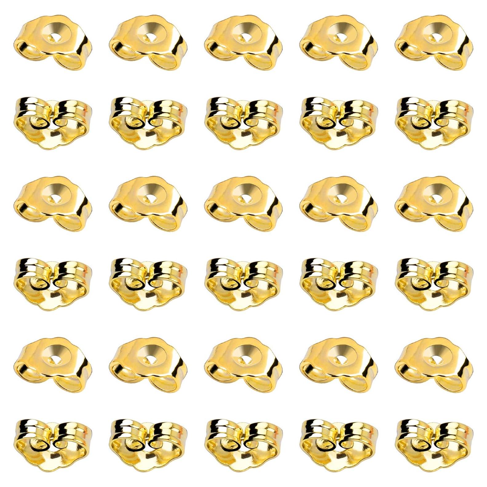 Respaldos de Aretes Chapados en Oro SANNIX 30pcs 4x6mm