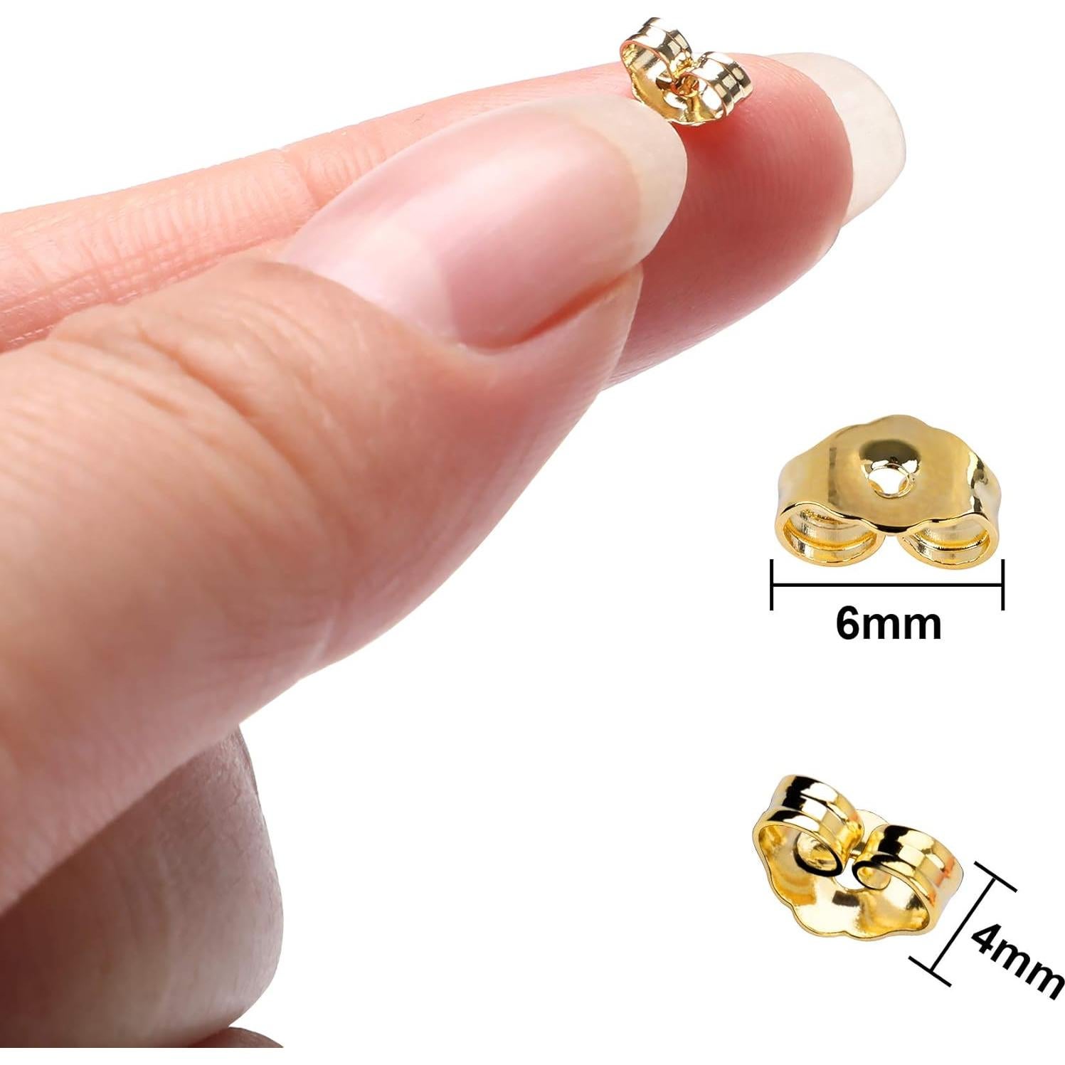 Respaldos de Aretes Chapados en Oro SANNIX 30pcs 4x6mm