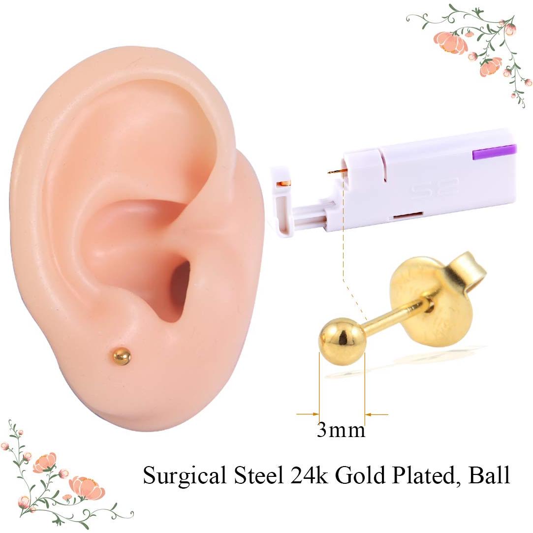 Kit de Perforación de Orejas Firstomato 2 Piezas Oro 24K