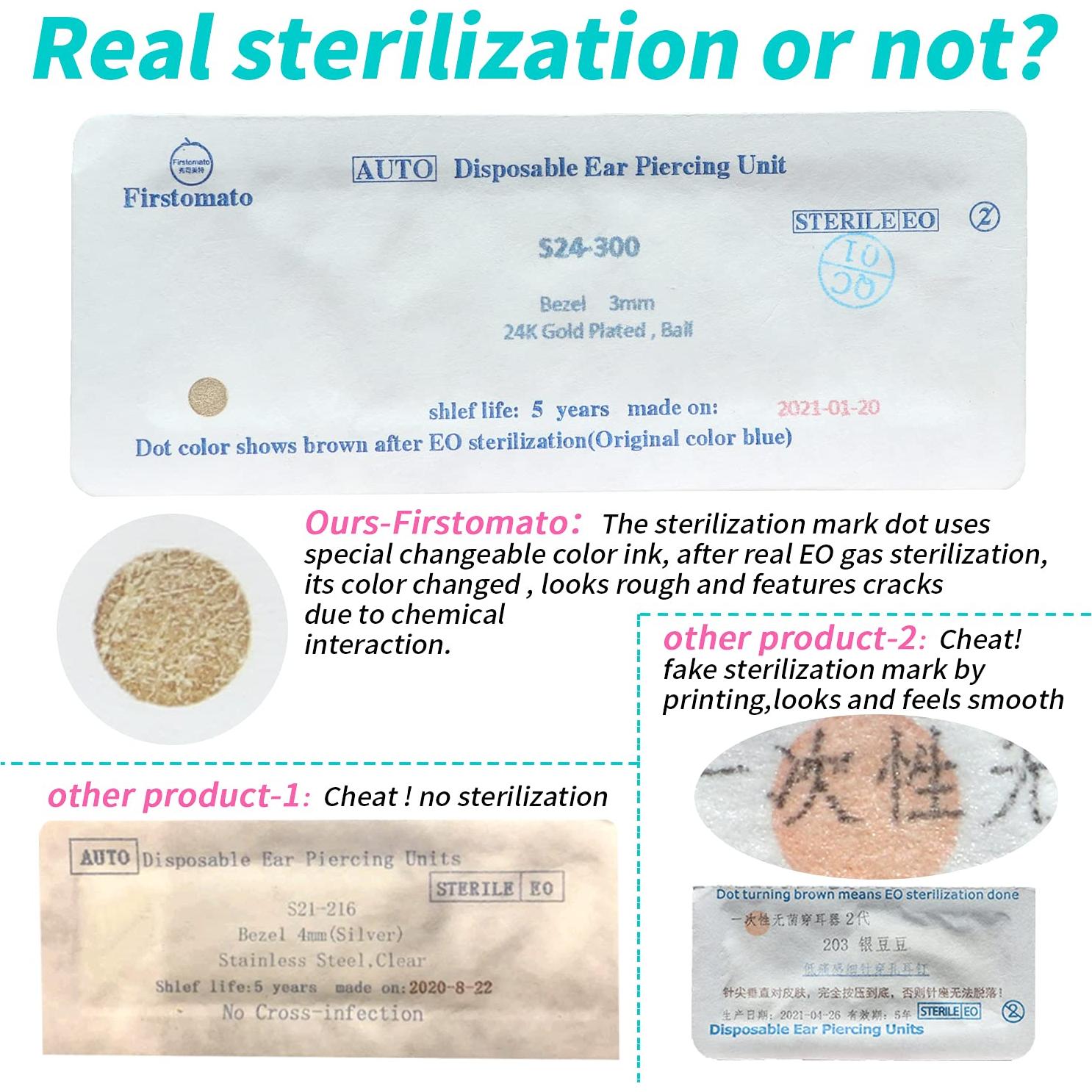 Kit de Perforación de Orejas Firstomato 2 Piezas Oro 24K