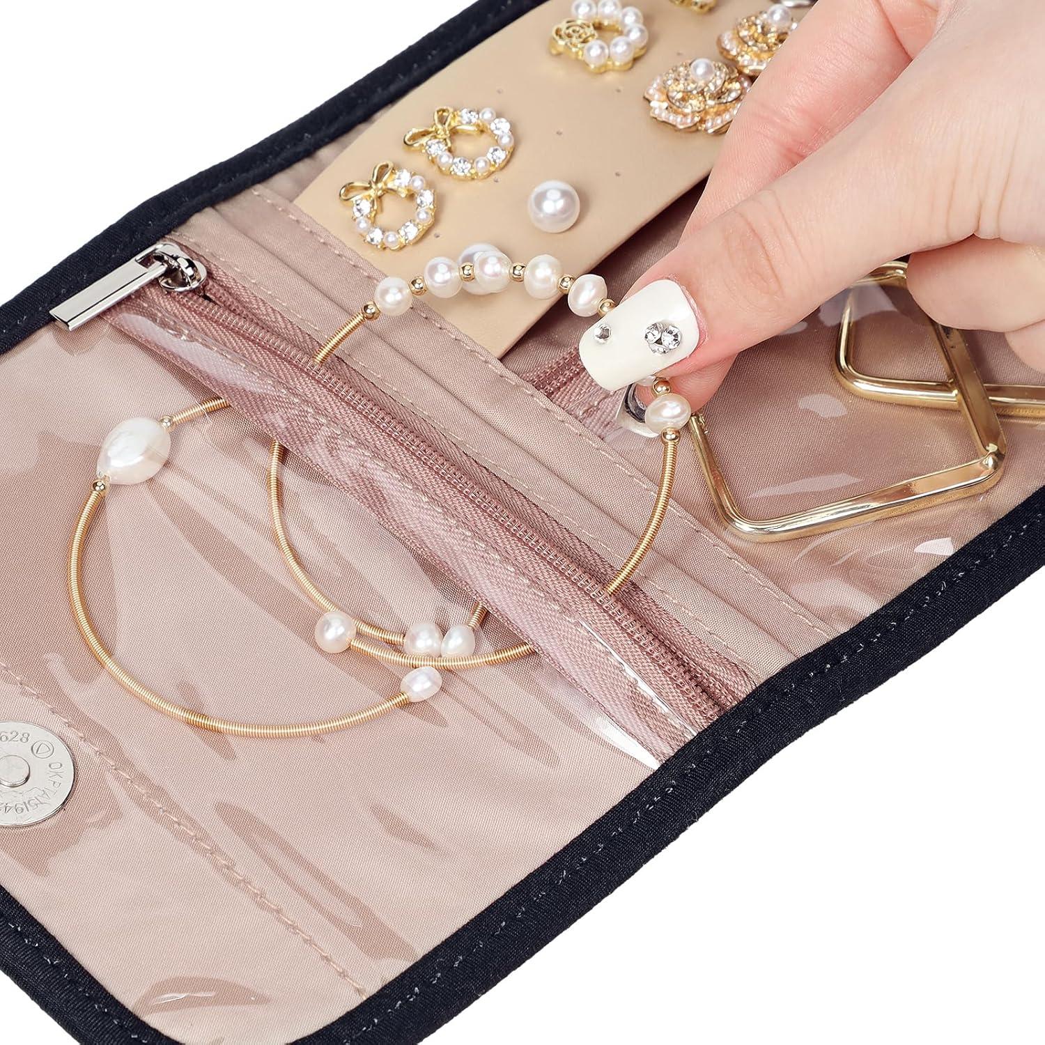 Organizador de Joyas de Viaje BELALIFE Plegable Negro 5 Compartimentos