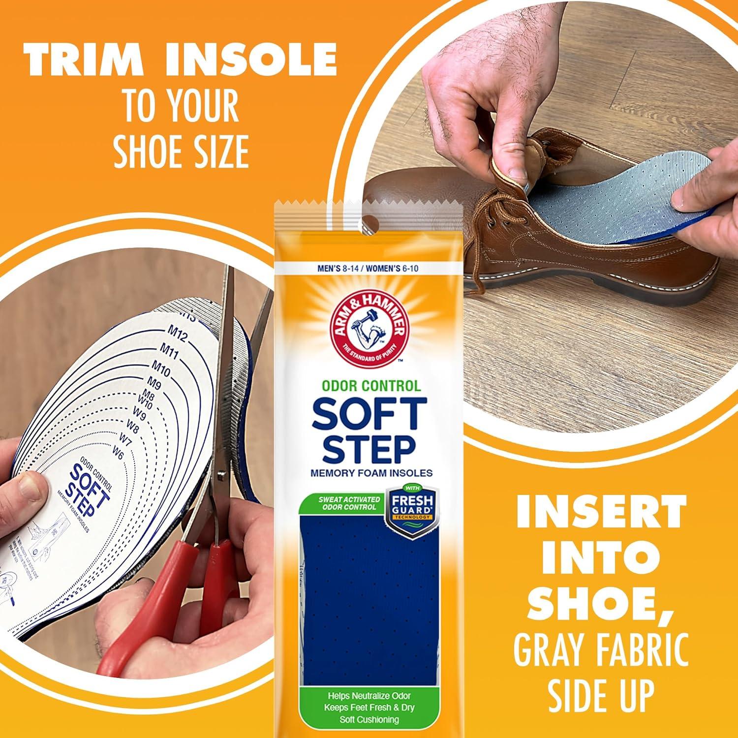 Arm & Hammer Soft Step Memory Foam Insoles (M 8-14/W 6-10)