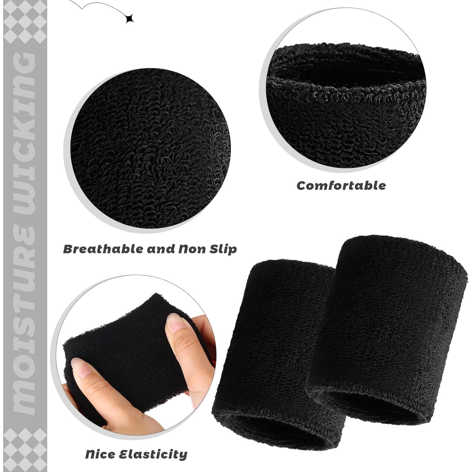 Muñequera de Sudor Bememo 24 Pcs Unisex Elásticas Absorbentes