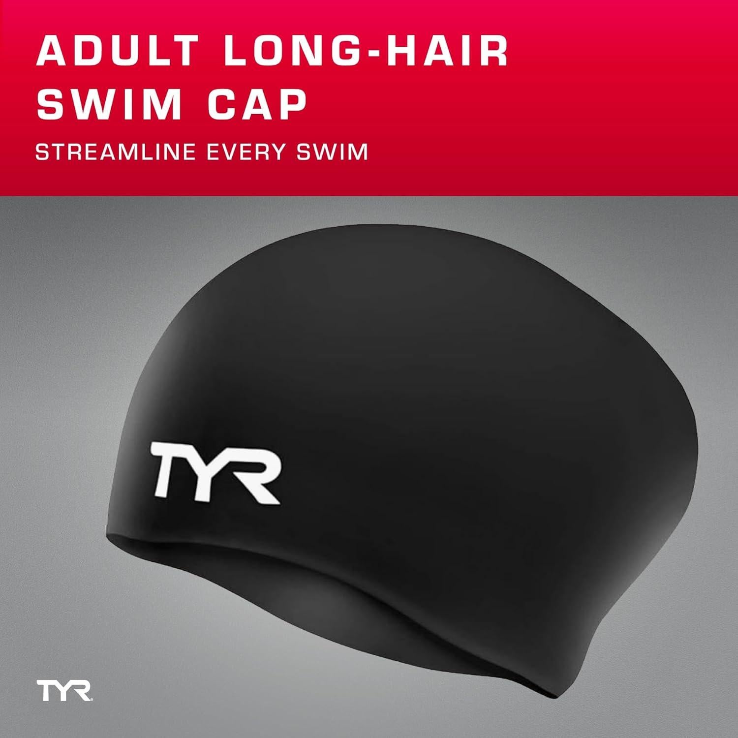 Gorro de natación de silicona TYR LCSL para cabello largo