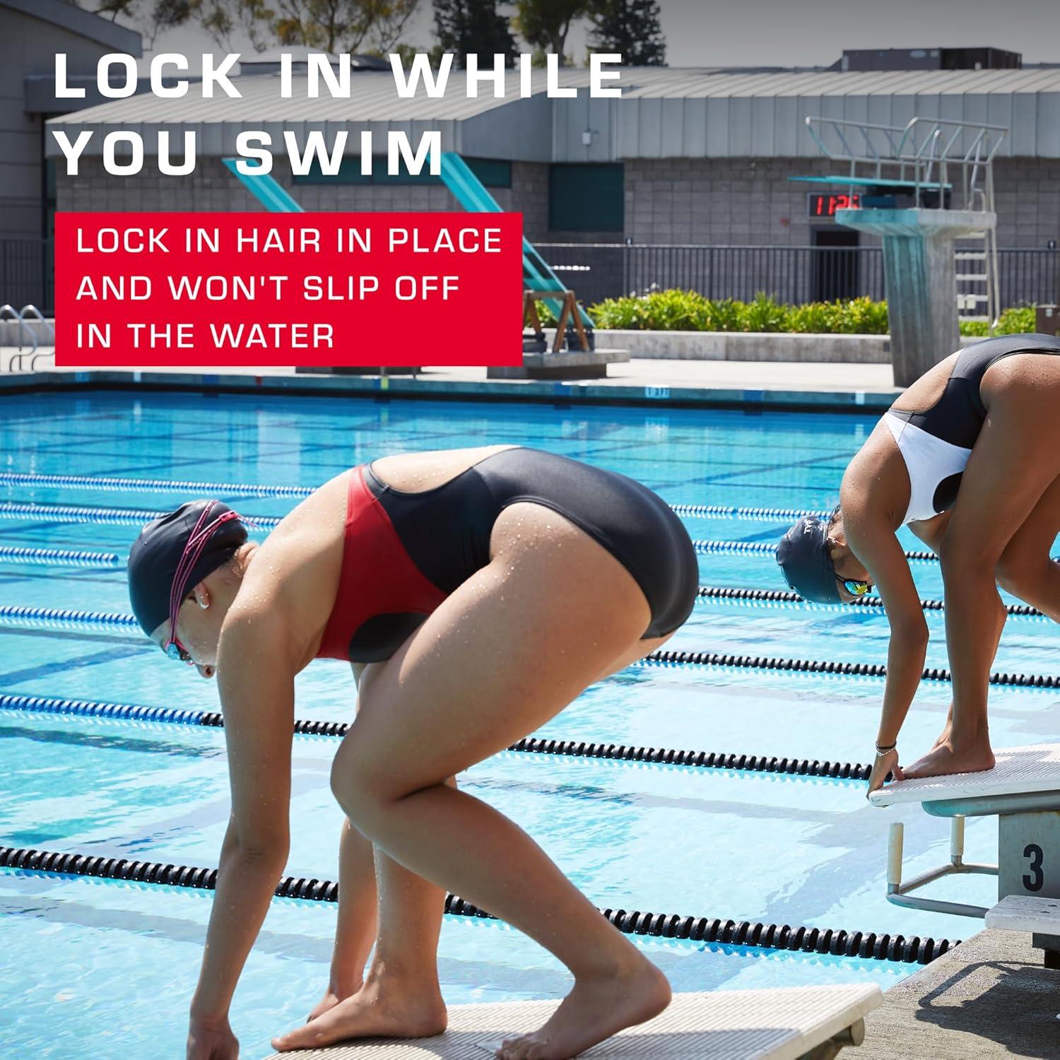 Gorro de natación de silicona TYR LCSL para cabello largo