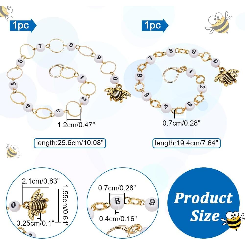Marcadores de Puntos NBEADS 2 Pcs Abeja Acrílico 0-9